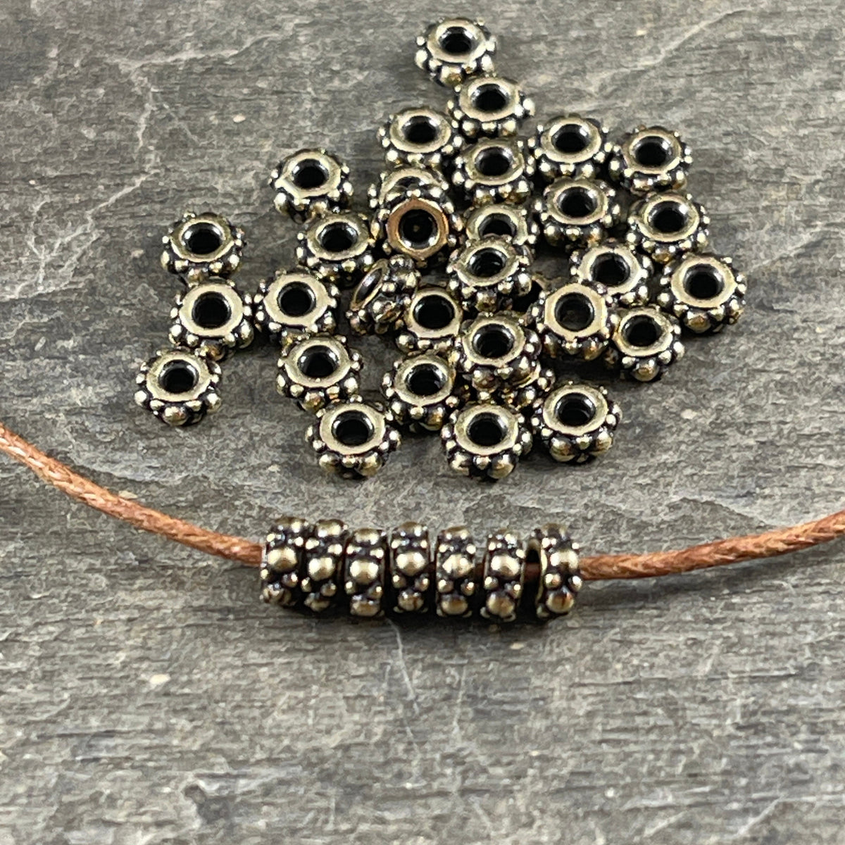 TierraCast 4mm Turkish Rondelle Spacer Bead, Antiqued Brass Plated Pewter (PF/394-57) * Qty. 50