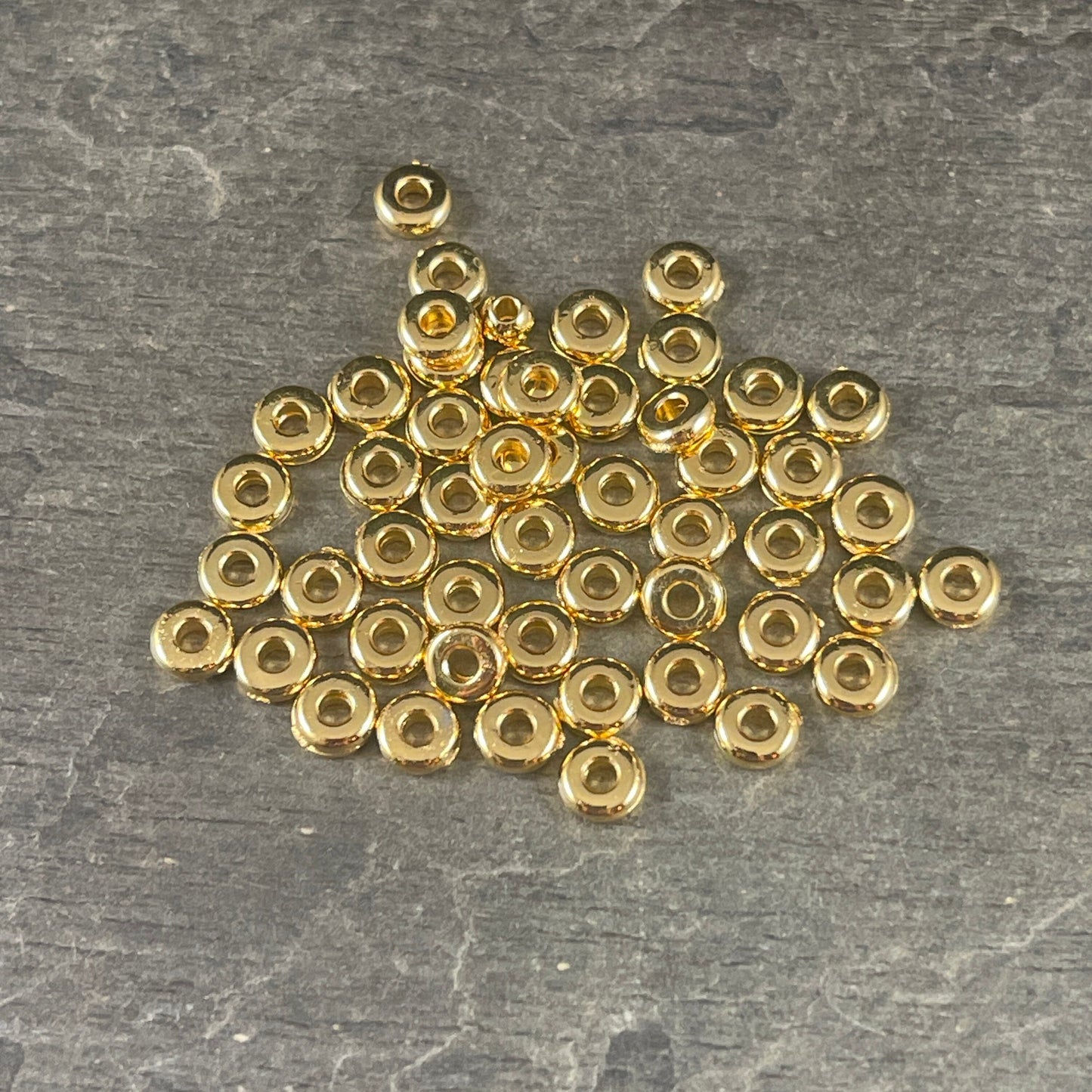 TierraCast 4mm Heishi Rondelle, 24k Gold Plated, Nickel Free (PF/401-12) * Qty. 50