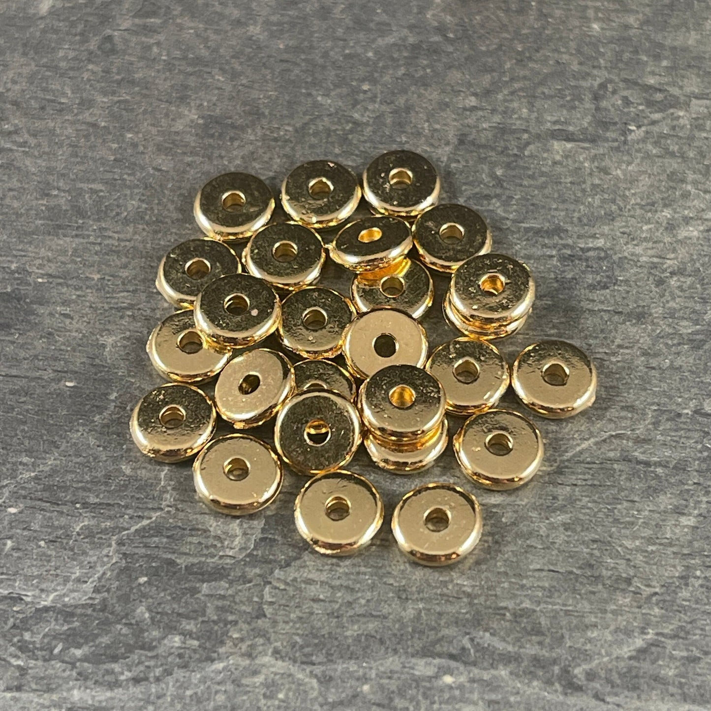 TierraCast 6mm Heishi Rondelle, 24k Gold Plated Pewter, Washer Spacer Bead (PF/403-12) * Qty. 20