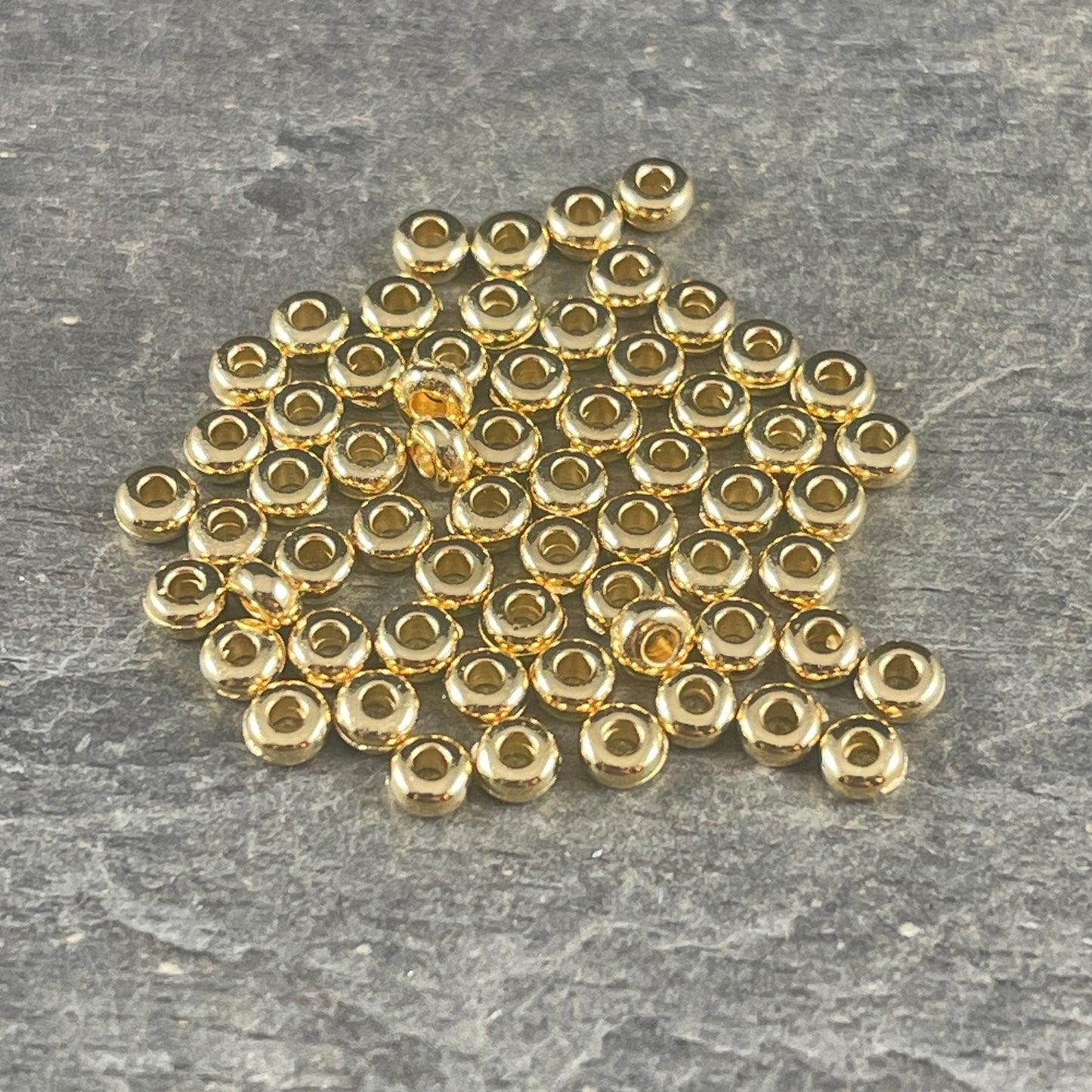 TierraCast Tiny 3mm Heishi Spacer Bead, 24k Gold Plated, Nickel Free (PF/400-12) * Qty. 50