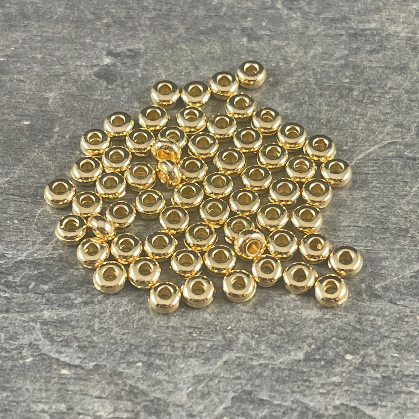 TierraCast Tiny 3mm Heishi Spacer Bead, 24k Gold Plated, Nickel Free (PF/400-12) * Qty. 50