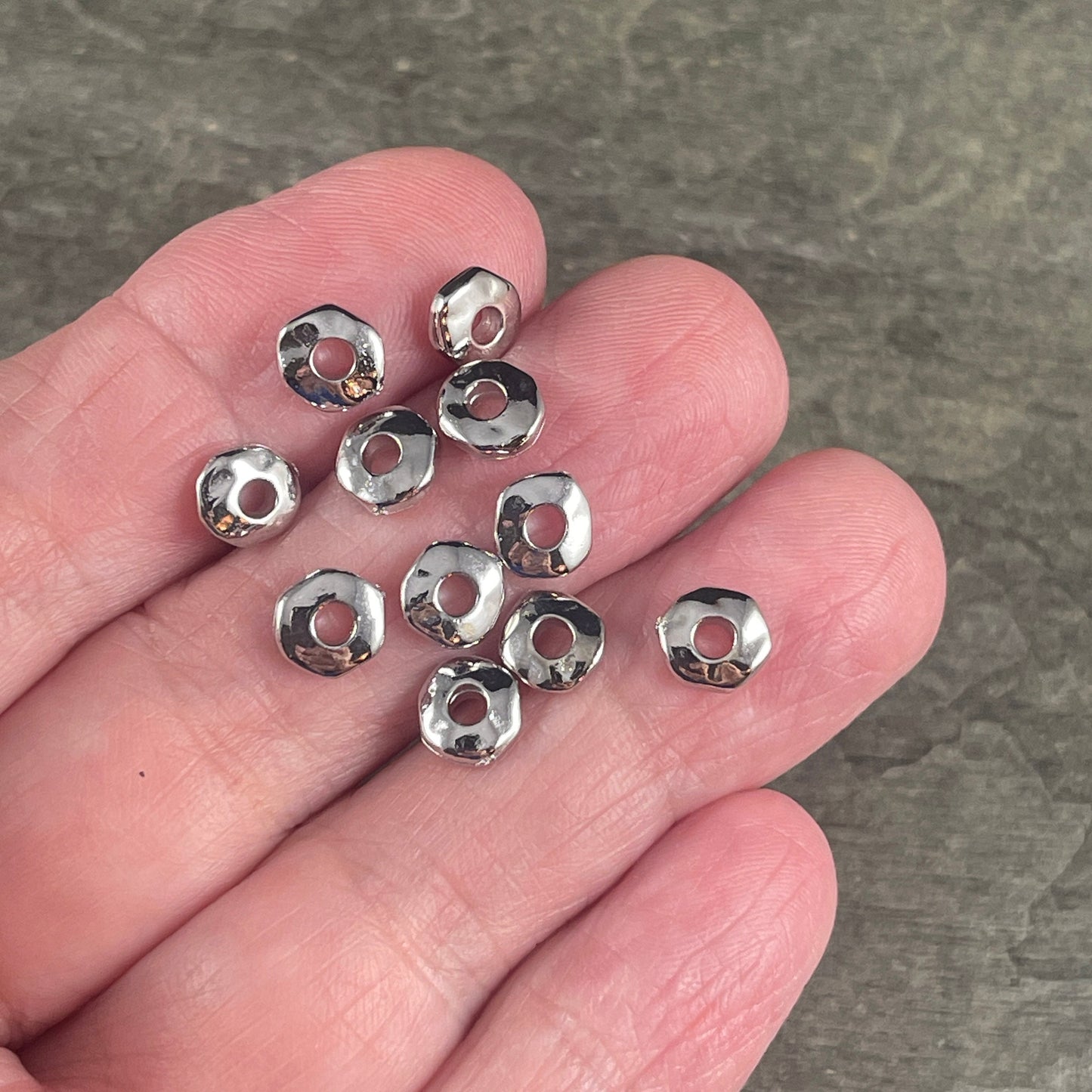 TierraCast 6.5mm Organic Rondelle with Large Hole, 2mm Hole, White Bronze Nugget Spacer Bead (PF/409-28) * Qty. 20