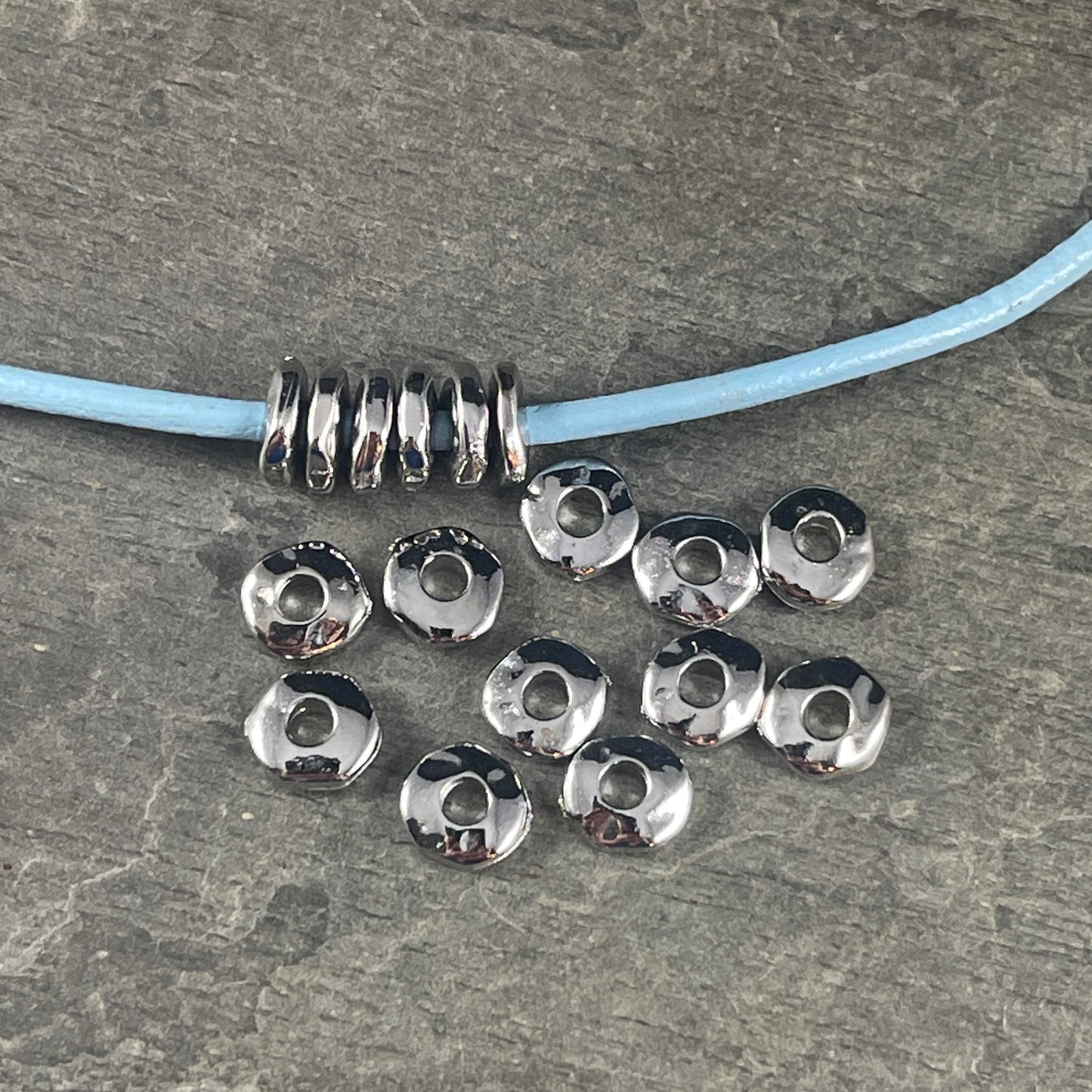 TierraCast 6.5mm Organic Rondelle with Large Hole, 2mm Hole, White Bronze Nugget Spacer Bead (PF/409-28) * Qty. 20