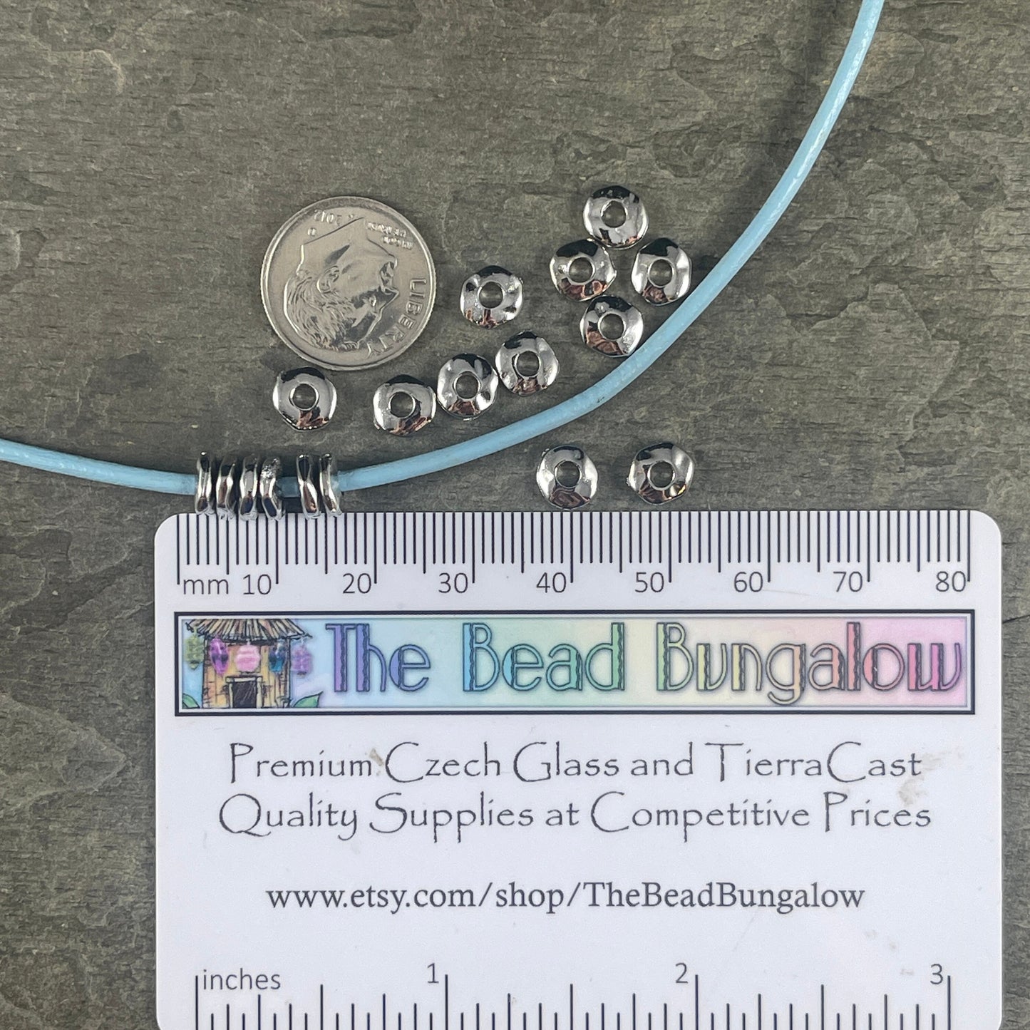 TierraCast 6.5mm Organic Rondelle with Large Hole, 2mm Hole, White Bronze Nugget Spacer Bead (PF/409-28) * Qty. 20