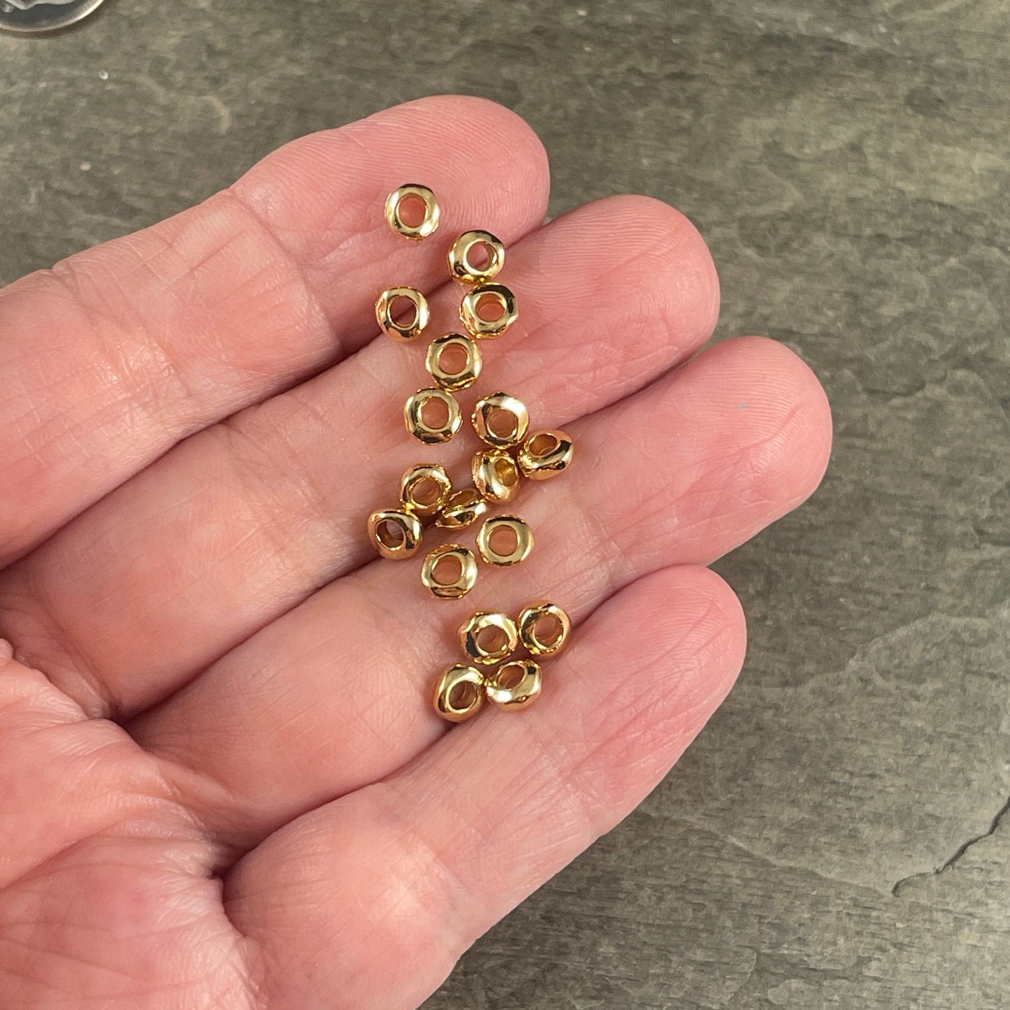 TierraCast 4.5mm Heishi Nugget, 2mm Large Hole Rondell, 24k Gold Plated Organic Spacer (PF/408-12) * Qty. 20