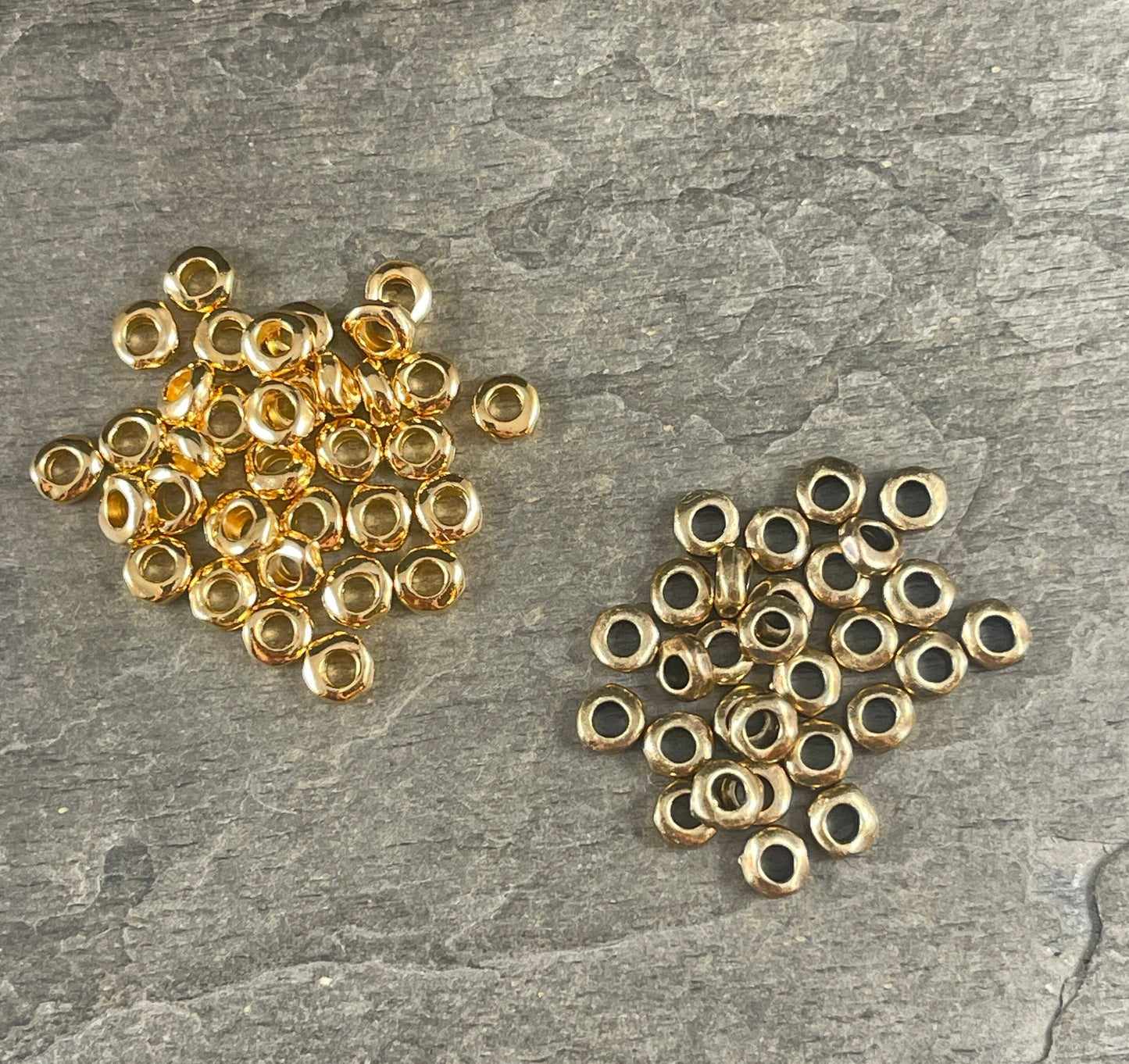 TierraCast 4.5mm Heishi Nugget, 2mm Large Hole Rondell, 24k Gold Plated Organic Spacer (PF/408-12) * Qty. 20