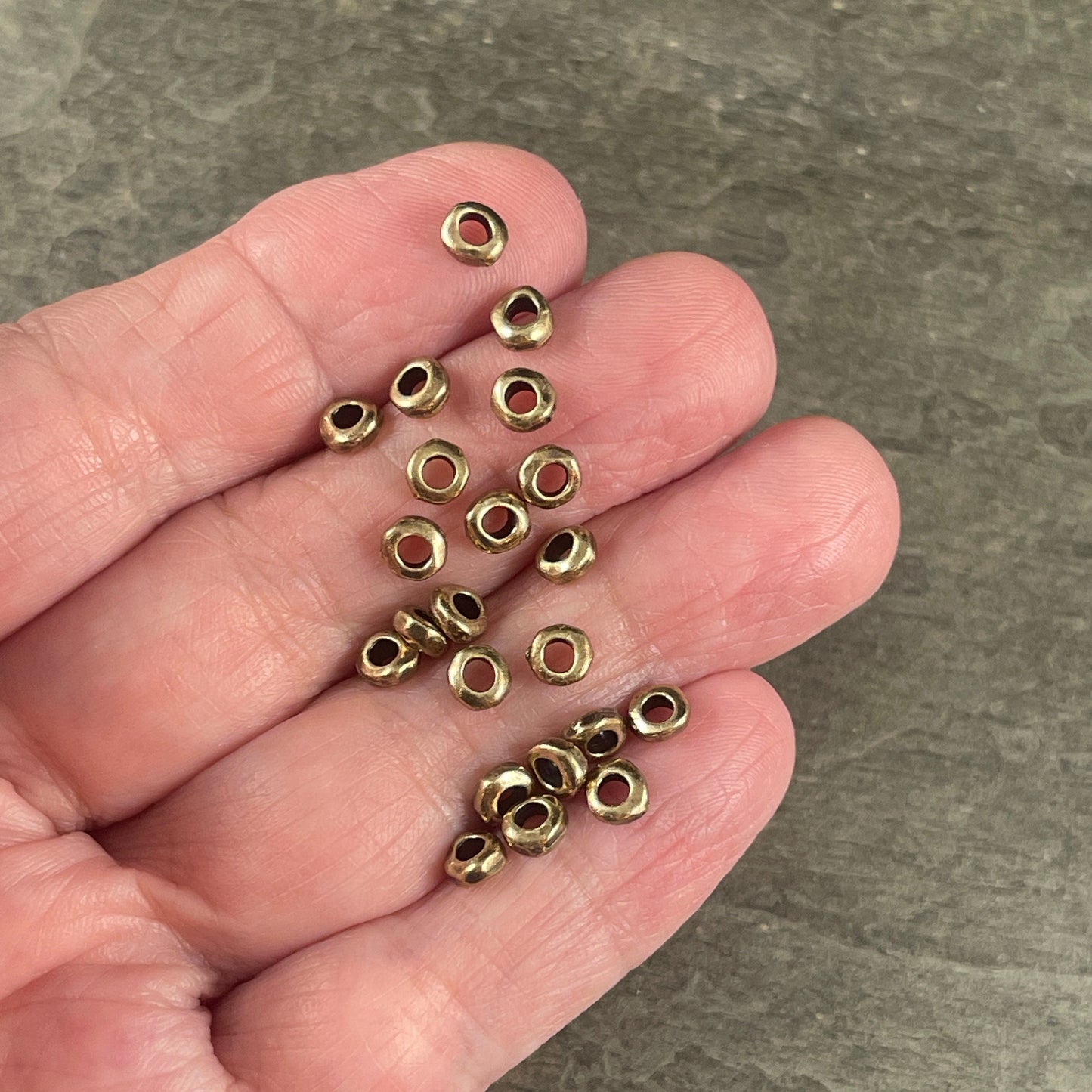 TierraCast 4.5mm Heishi Nugget, 2mm Large Hole Rondelle, Antiqued Brass Organic Spacer (PF/408-57) * Qty. 20