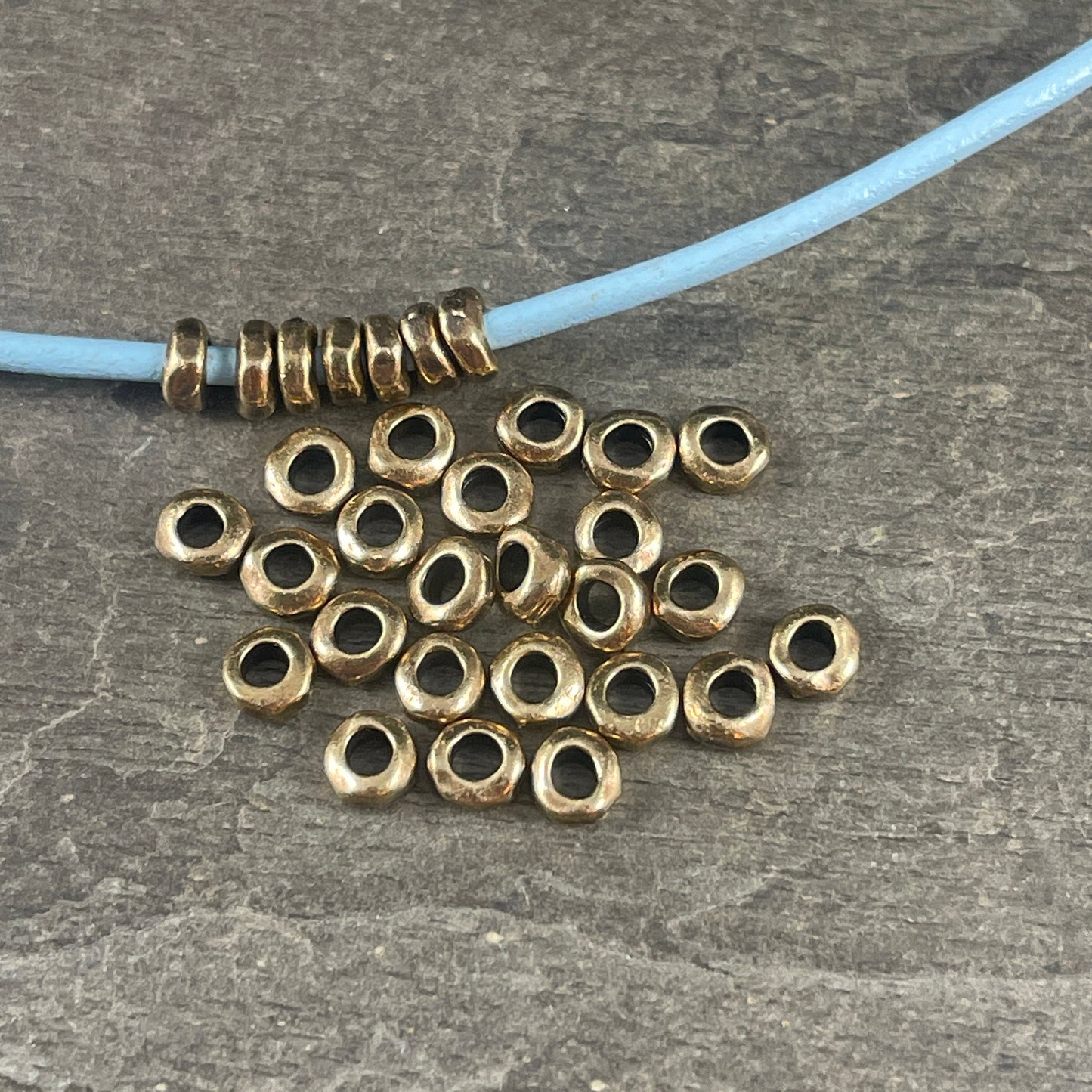 TierraCast 4.5mm Heishi Nugget, 2mm Large Hole Rondelle, Antiqued Brass Organic Spacer (PF/408-57) * Qty. 20