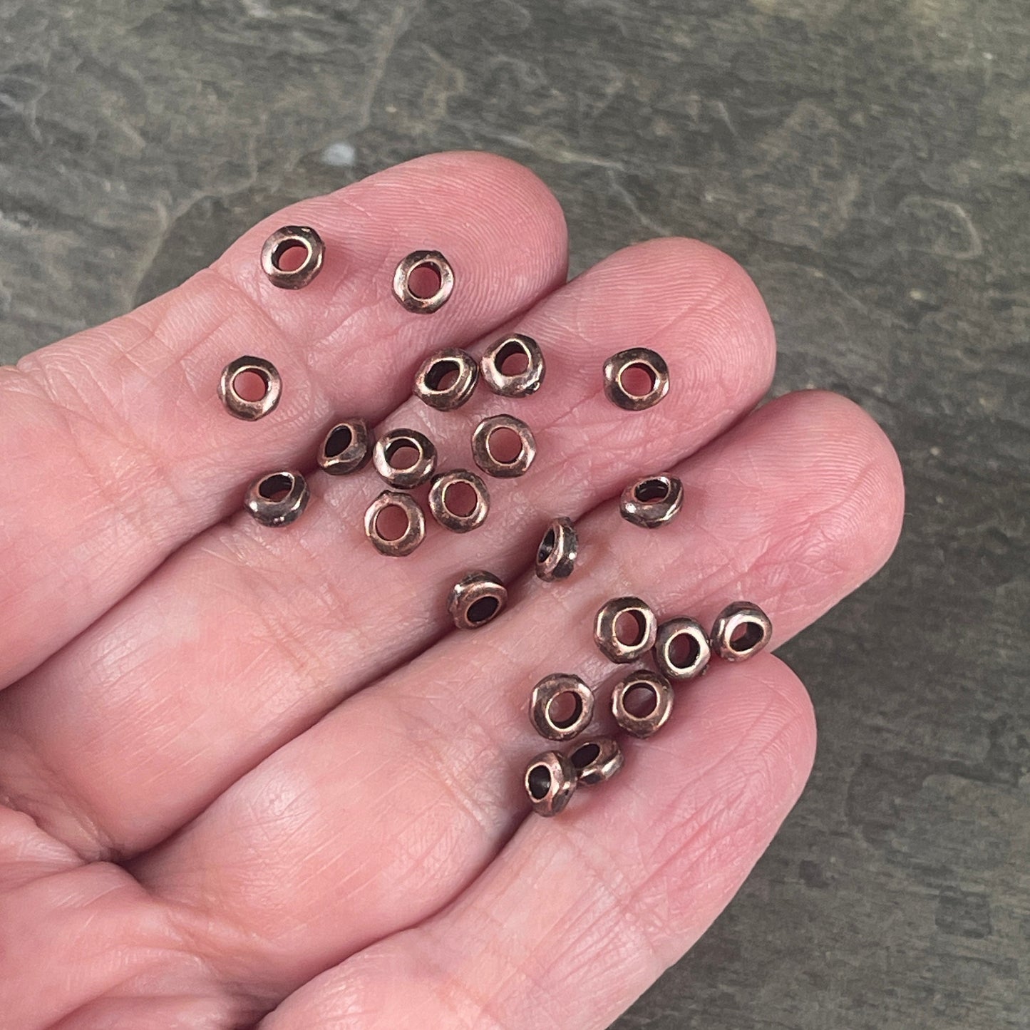 TierraCast 4.5mm Heishi Nugget, 2mm Large Hole Rondelle, Antiqued Copper Organic Spacer Bead (PF/408-87) * Qty. 20