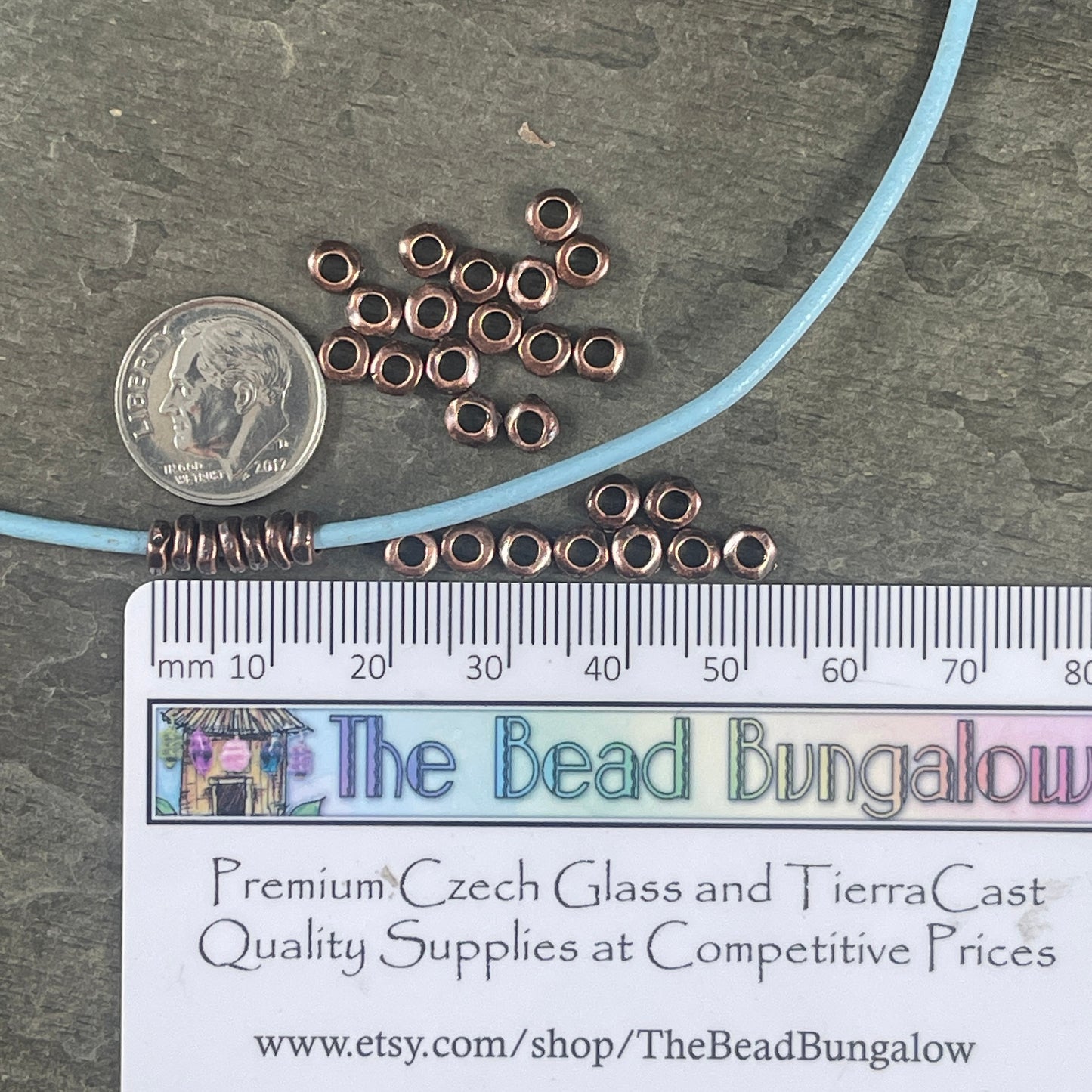 TierraCast 4.5mm Heishi Nugget, 2mm Large Hole Rondelle, Antiqued Copper Organic Spacer Bead (PF/408-87) * Qty. 20