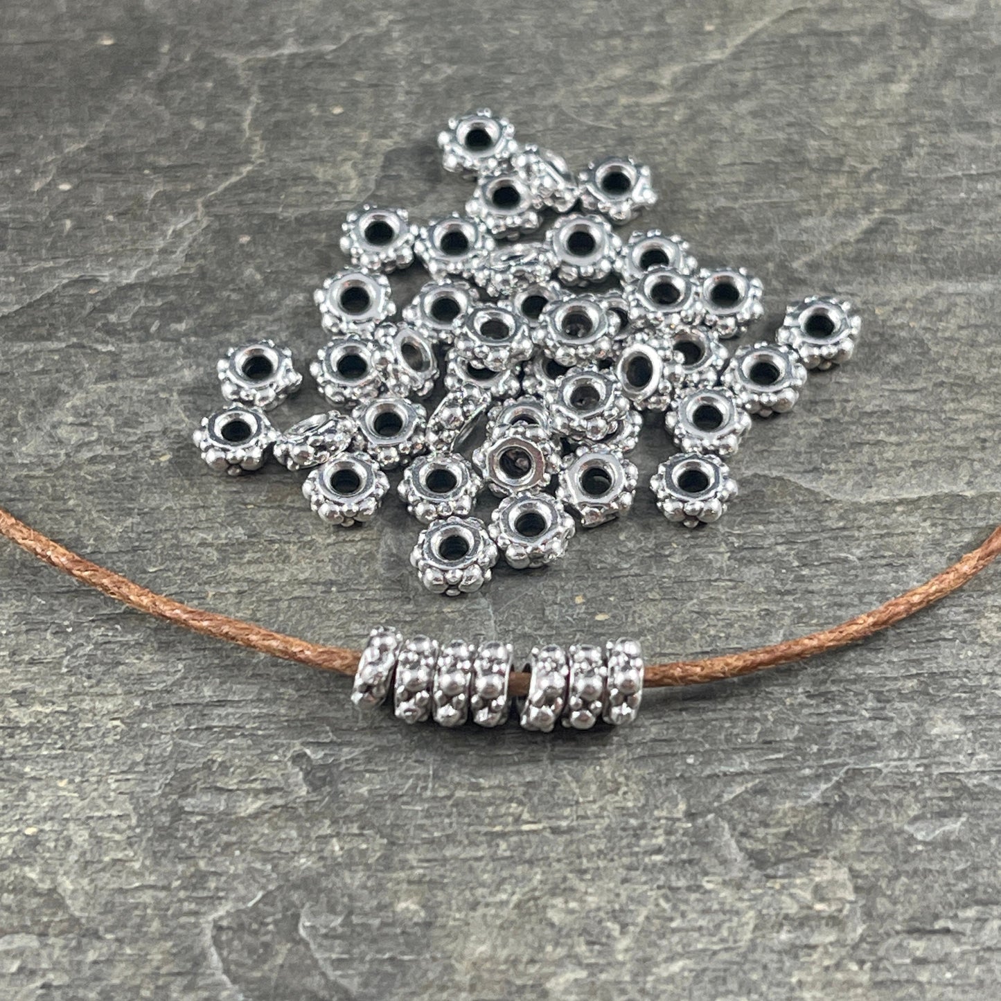 TierraCast 4mm Turkish Rondelle Spacer Bead, Antiqued Silver Plated Pewter (PF/394-77) * Qty. 50