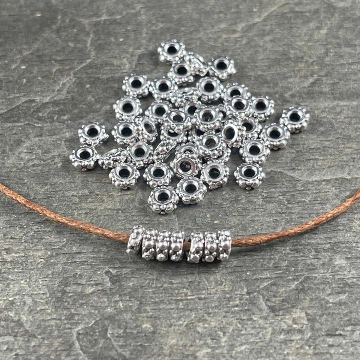 TierraCast 4mm Turkish Rondelle Spacer Bead, Antiqued Silver Plated Pewter (PF/394-77) * Qty. 50