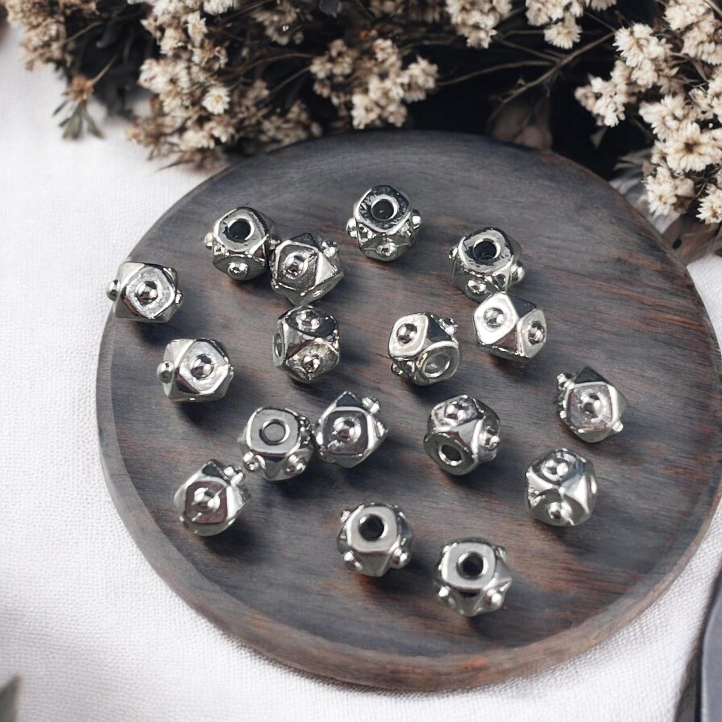 TierraCast 4mm Cube Beads, White Bronze, Silver Faceted Cube Beads (PF/873-28) * Qty. 20