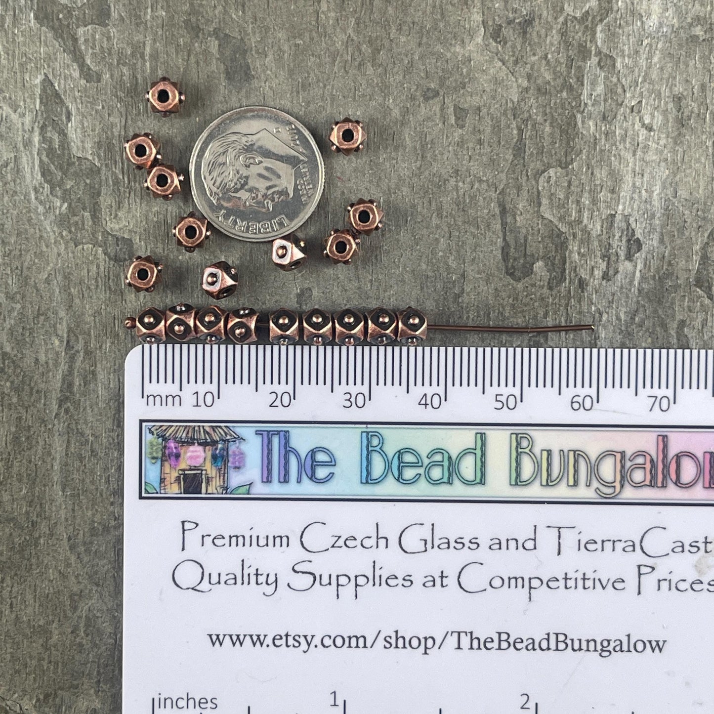 TierraCast 4mm Cube Beads, Antiqued Copper Spacer Beads, Copper Faceted Cube (PF/873-87) * Qty. 20