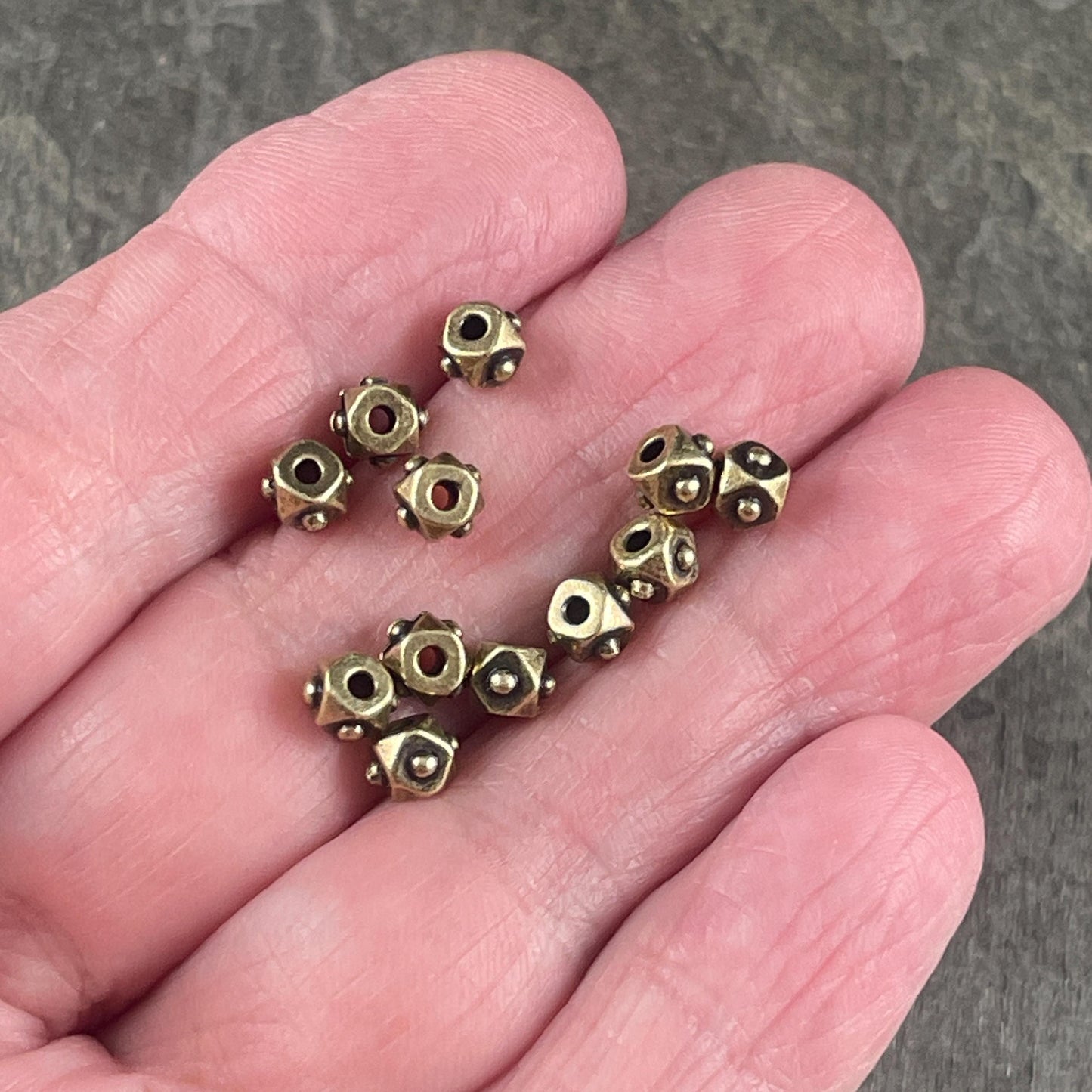 TierraCast 4mm Cube Beads, Antiqued Brass Spacer Beads, Brass Faceted Cube (PF/873-57) * Qty. 20