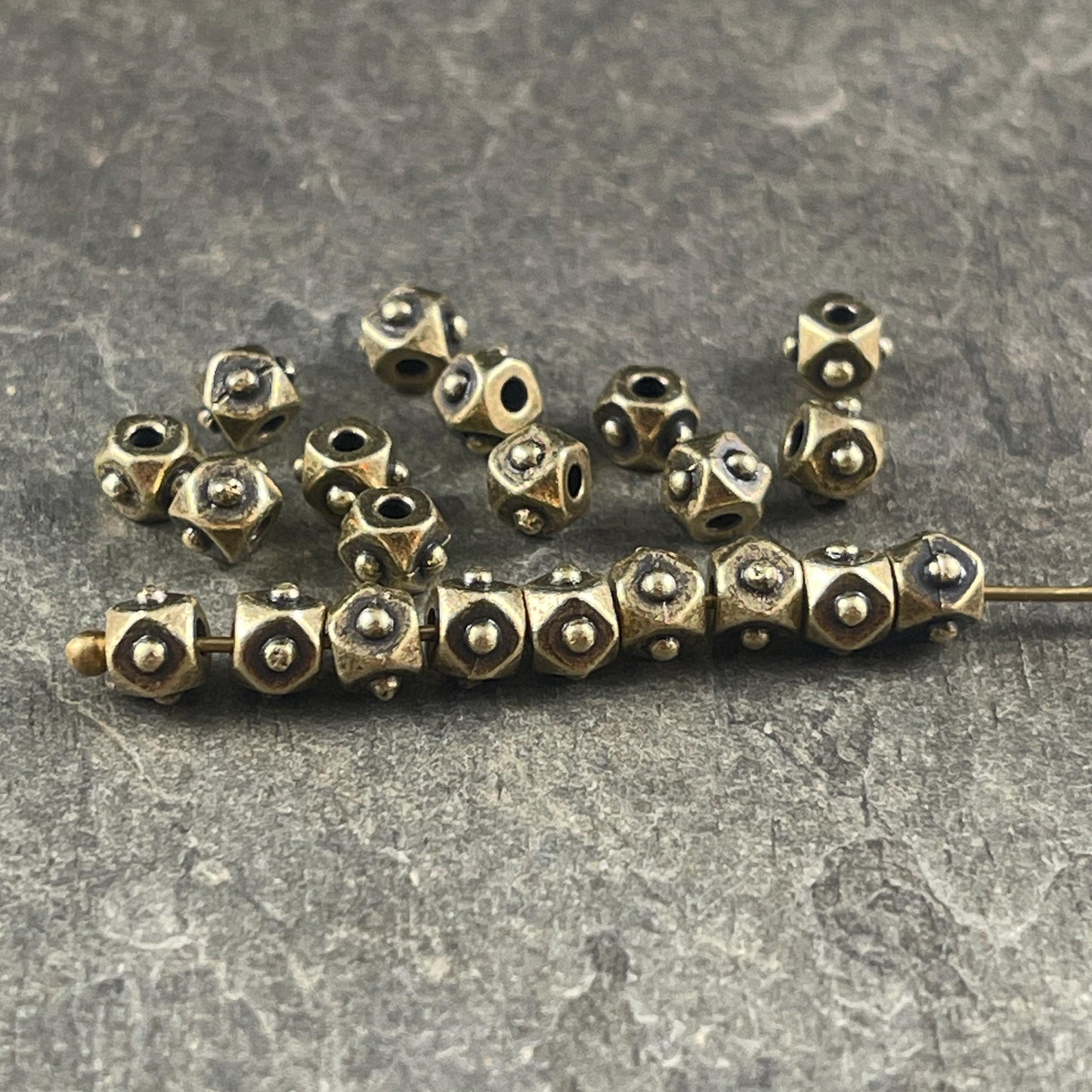 TierraCast 4mm Cube Beads, Antiqued Brass Spacer Beads, Brass Faceted Cube (PF/873-57) * Qty. 20