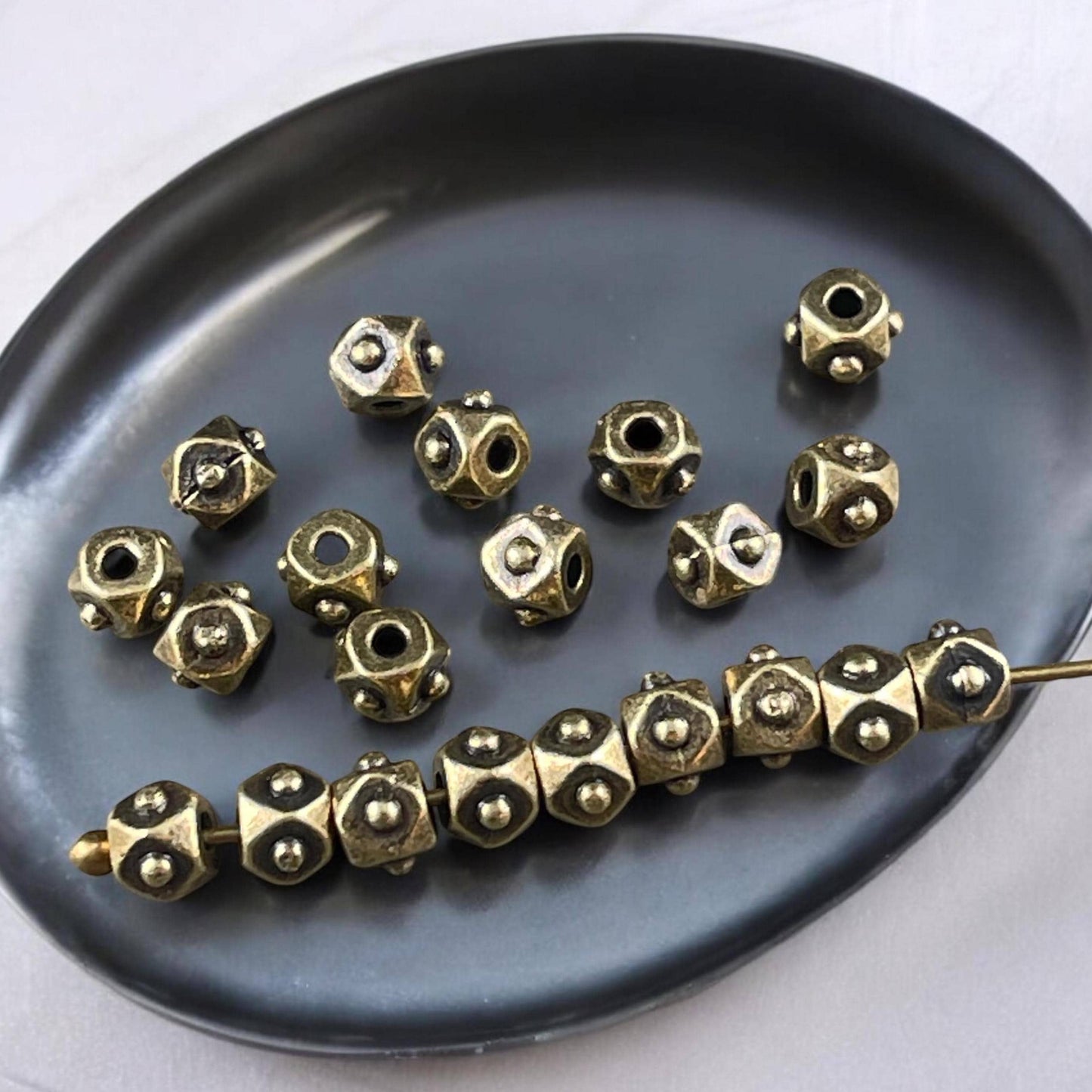 TierraCast 4mm Cube Beads, Antiqued Brass Spacer Beads, Brass Faceted Cube (PF/873-57) * Qty. 20
