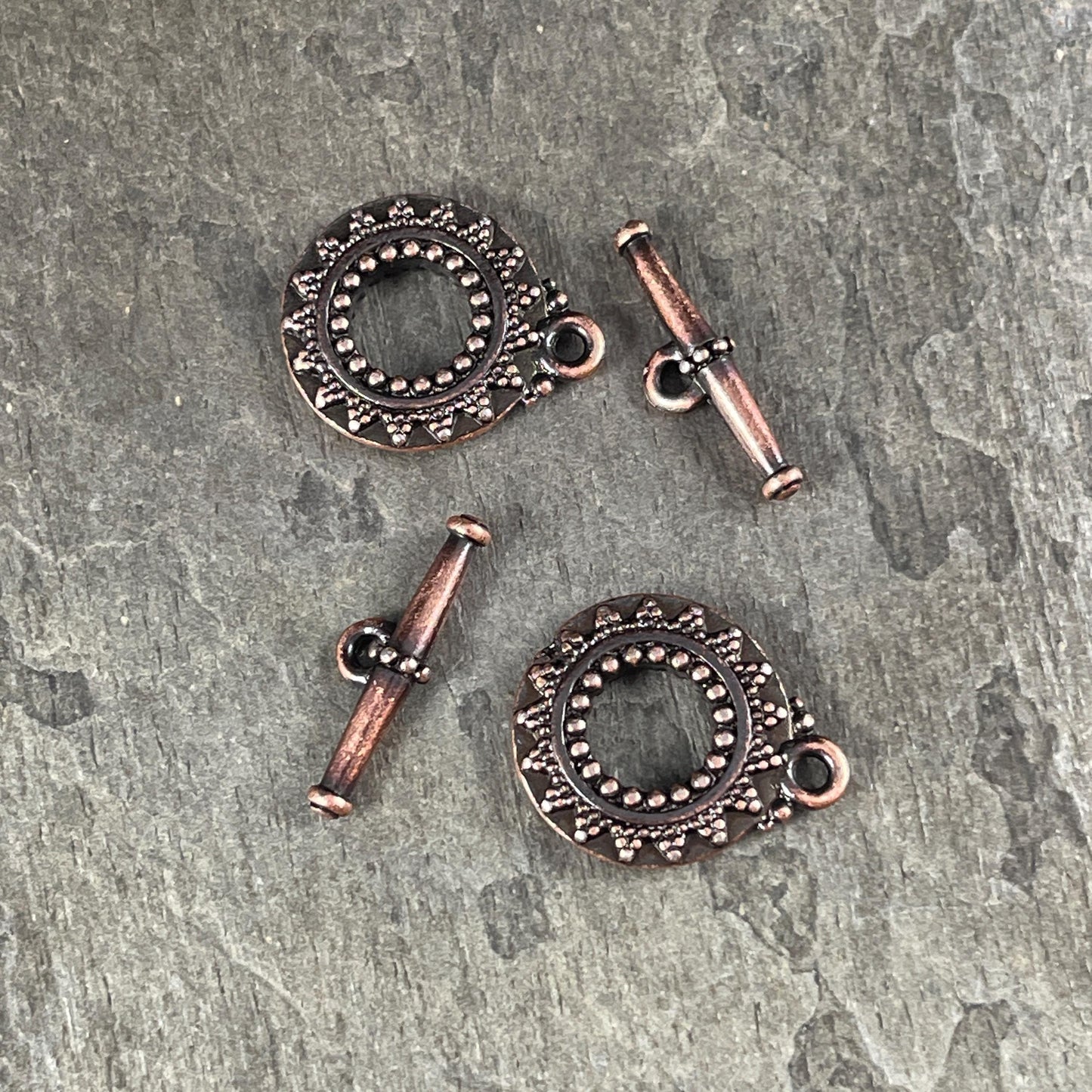 TierraCast Bali Toggle Clasps, Antiqued Copper, Double Sided Toggle Clasp (PF/945-87) * Qty. 2