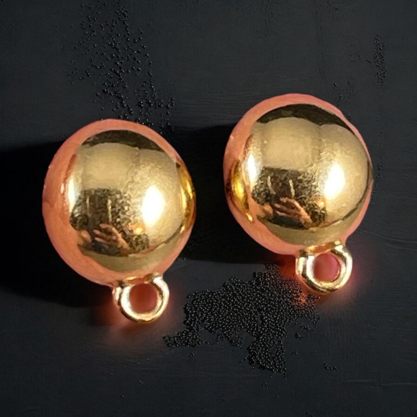 24k Gold Earring Post with Loop, Gold Dome Earring with Loop for Dangles (PF/12750-12) * Qty. 4