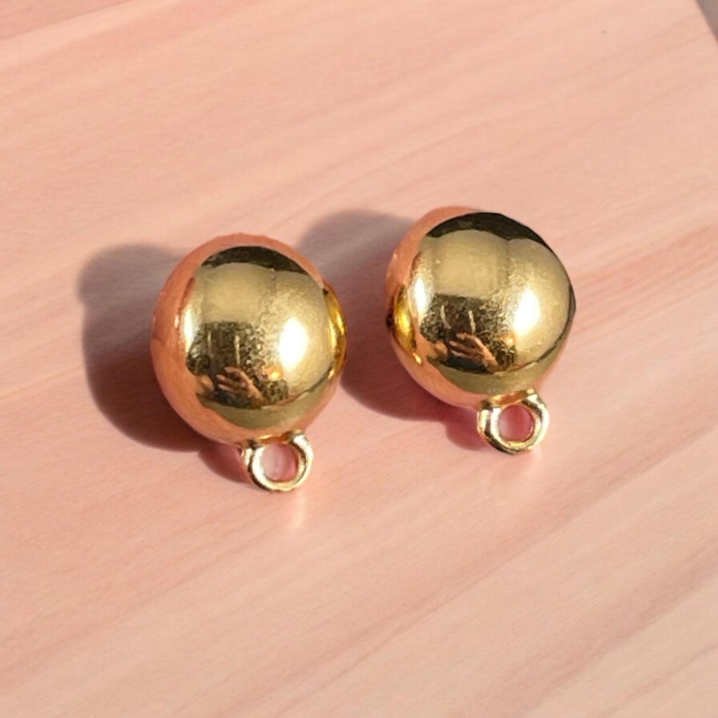 24k Gold Earring Post with Loop, Gold Dome Earring with Loop for Dangles (PF/12750-12) * Qty. 4