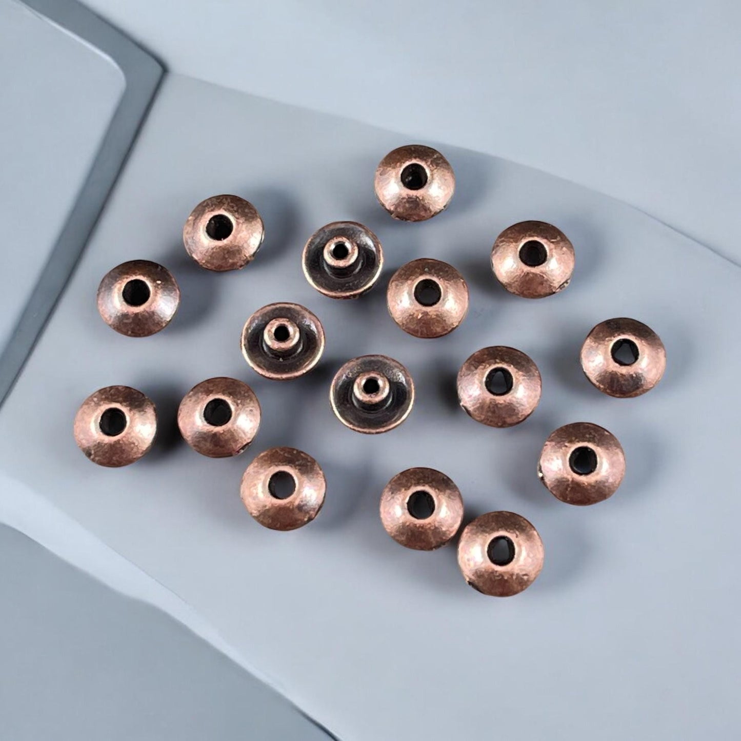 NEW - Copper Bead Aligners, Antiqued Copper Plated Bead Aligner, Large Hole Bead Filler, Aligner for Large Hole Beads (PF/849-87) * Qty. 20