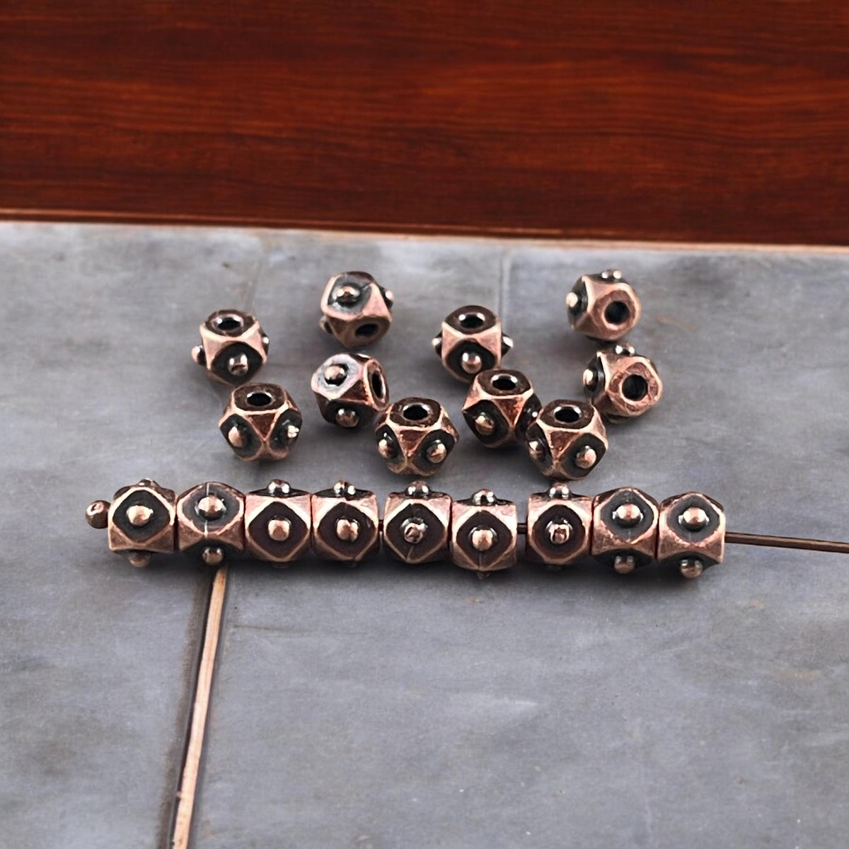 TierraCast 4mm Cube Beads, Antiqued Copper Plated Pewter Faceted Square (PF/873-87) * Qty. 20