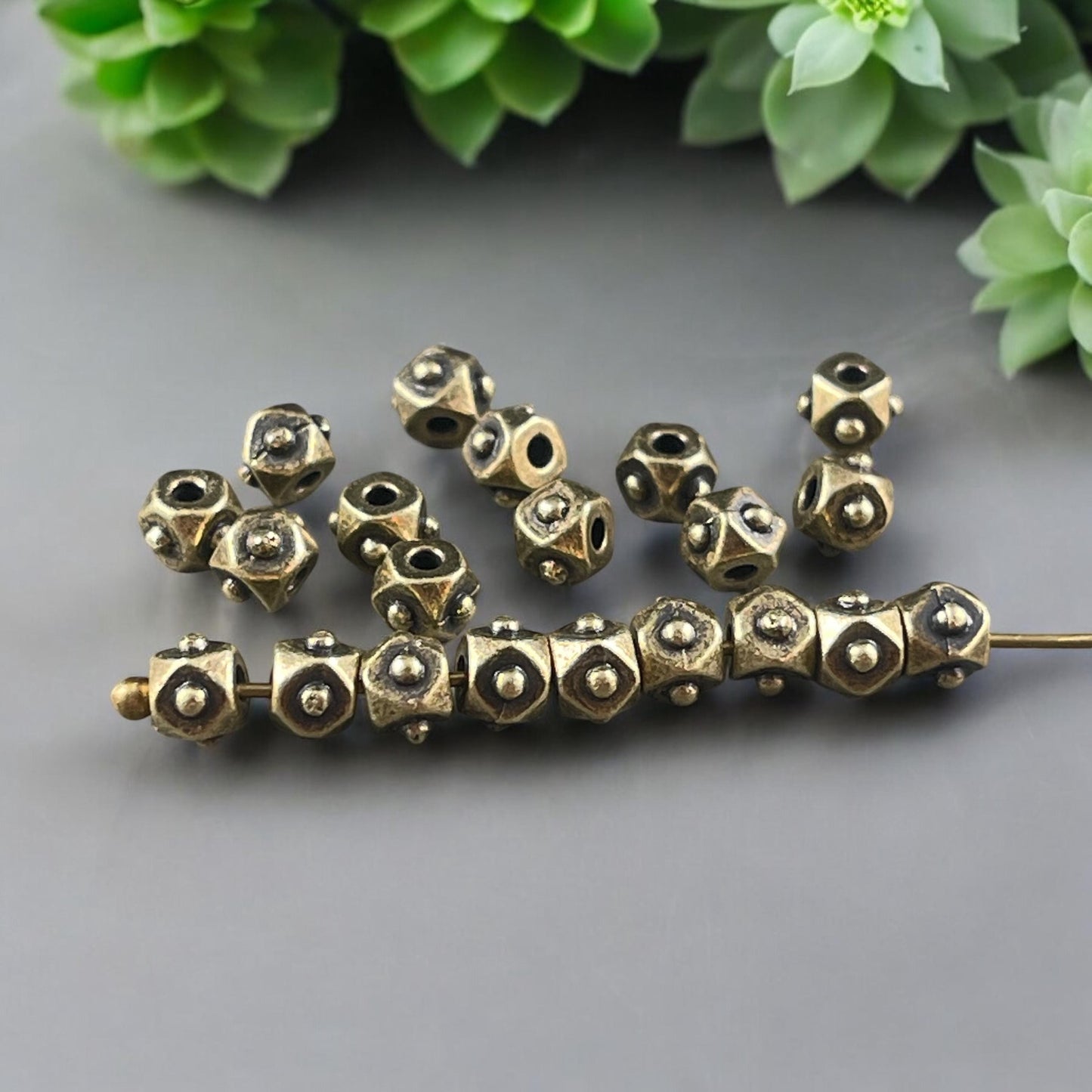 TierraCast 4mm Cube Beads, Antiqued Brass Spacer Beads, Brass Faceted Cube (PF/873-57) * Qty. 20