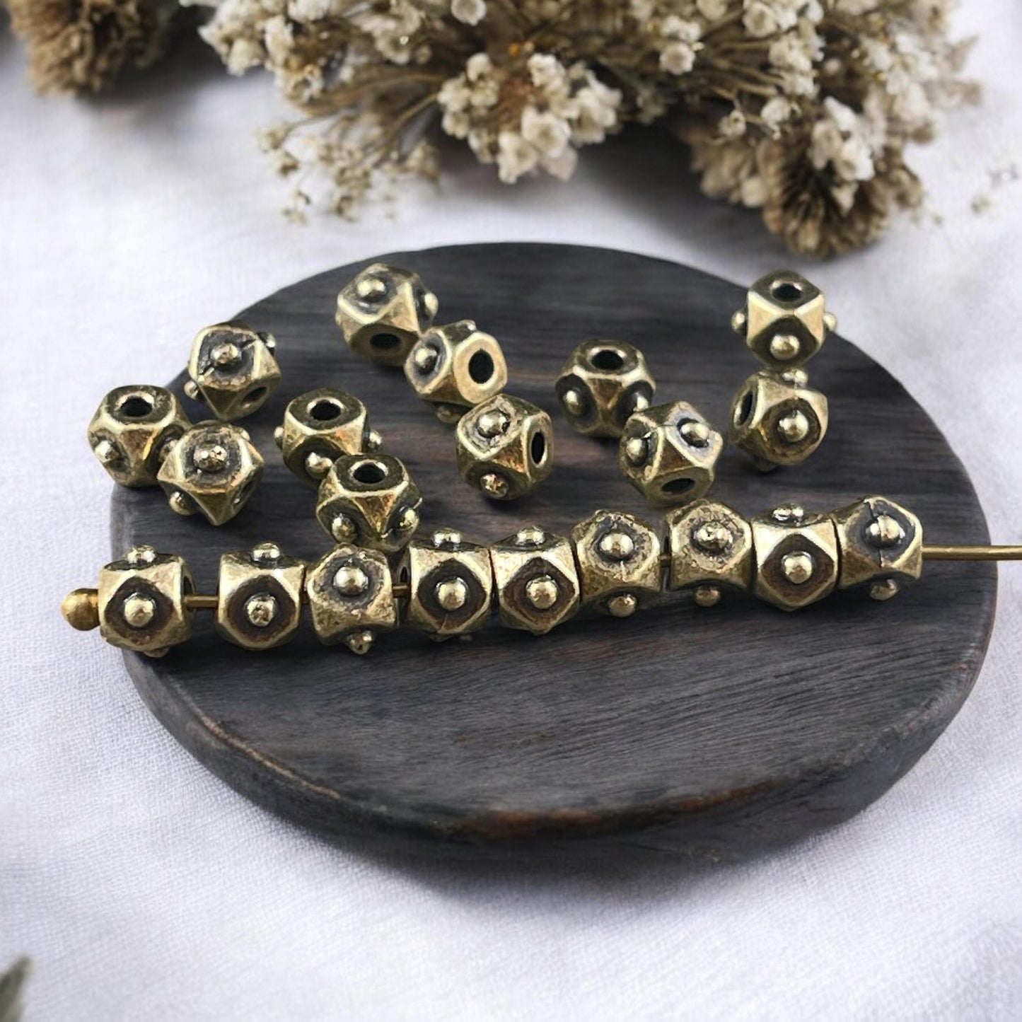 TierraCast 4mm Cube Beads, Antiqued Brass Spacer Beads, Brass Faceted Cube (PF/873-57) * Qty. 20