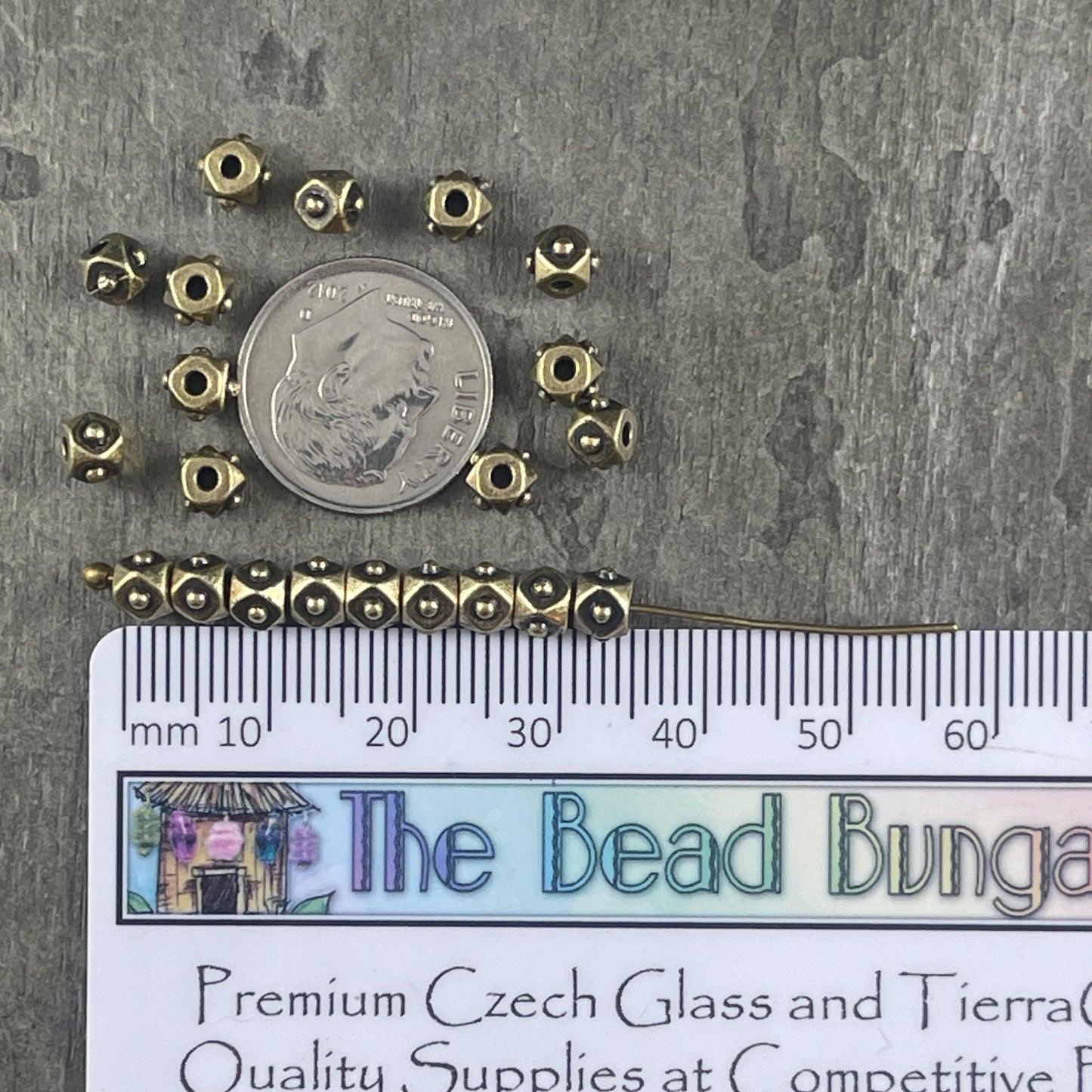 TierraCast 4mm Cube Beads, Antiqued Brass Spacer Beads, Brass Faceted Cube (PF/873-57) * Qty. 20