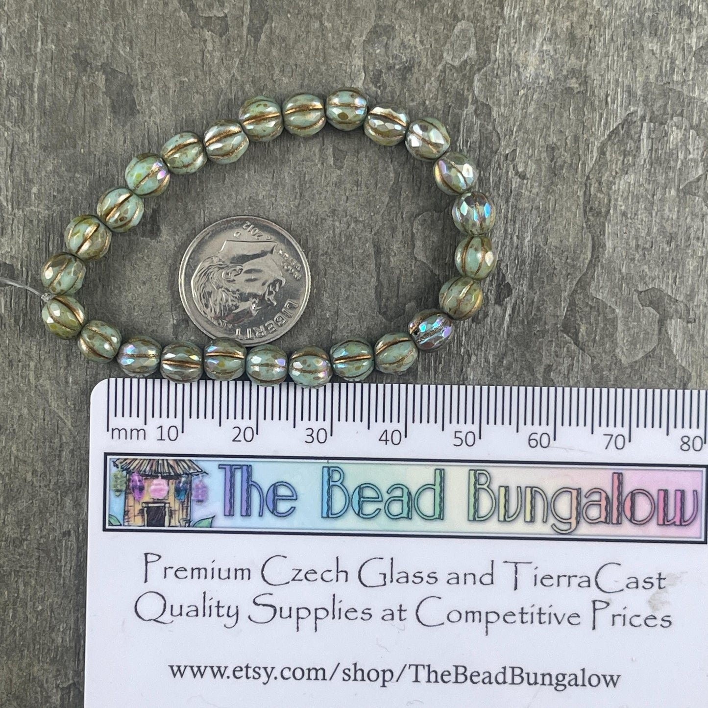 6mm Picasso Czech Glass, Faceted Melon Shape Beads, Tea Green with Picasso and AB Finish (FM6/N-0056) * 25 Beads