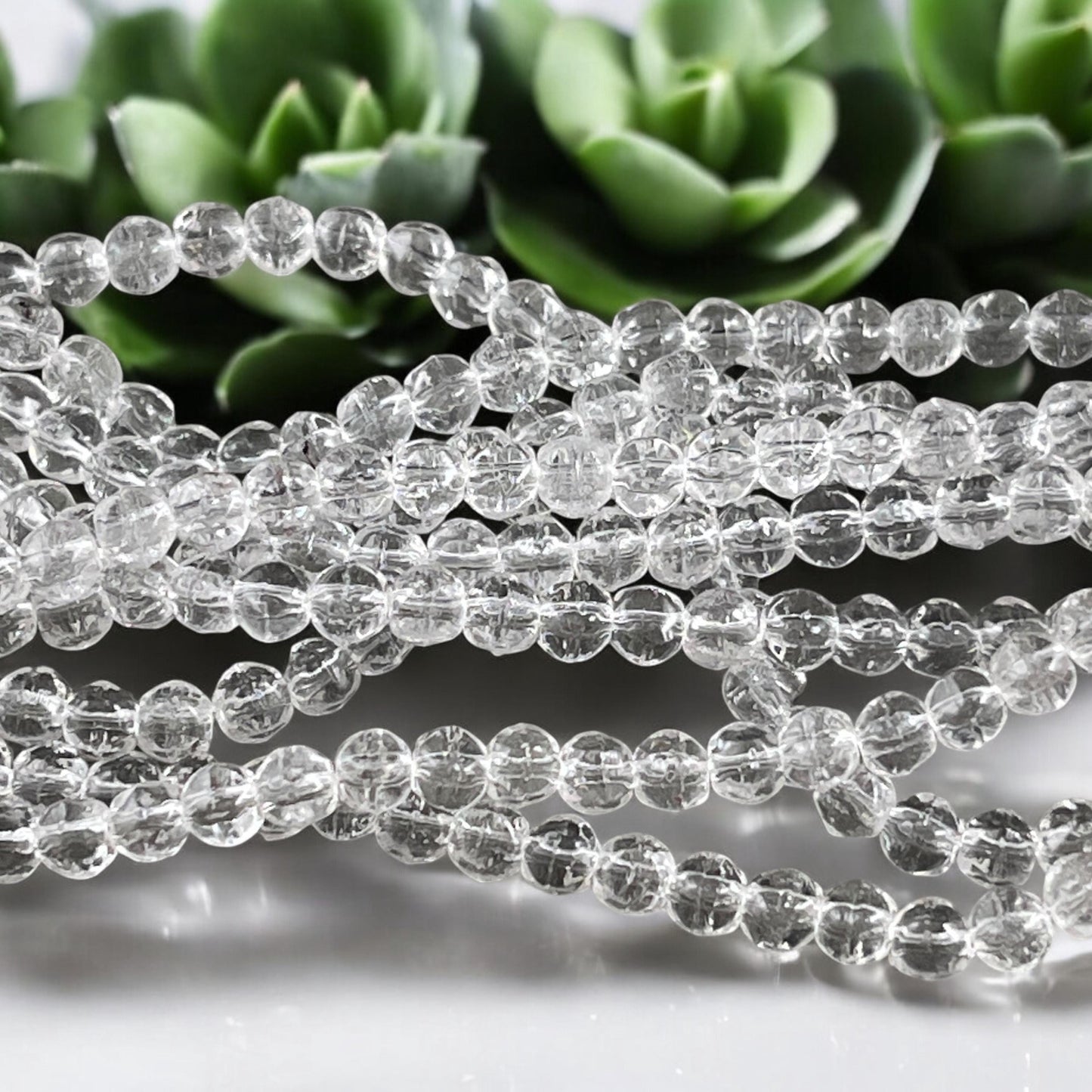 Czech Glass Beads - Crystal Clear Glass Beads, 3mm English Cut Beads (EC3/SM-0003) * Qty. 50