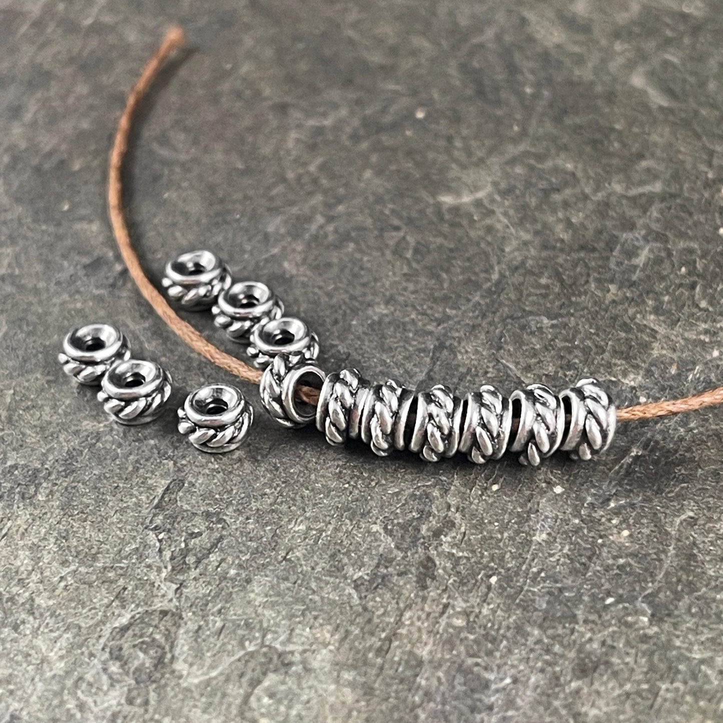 TierraCast 6mm Antiqued Silver Rope Design Rondelle (PF/796-77) * Qty. 10