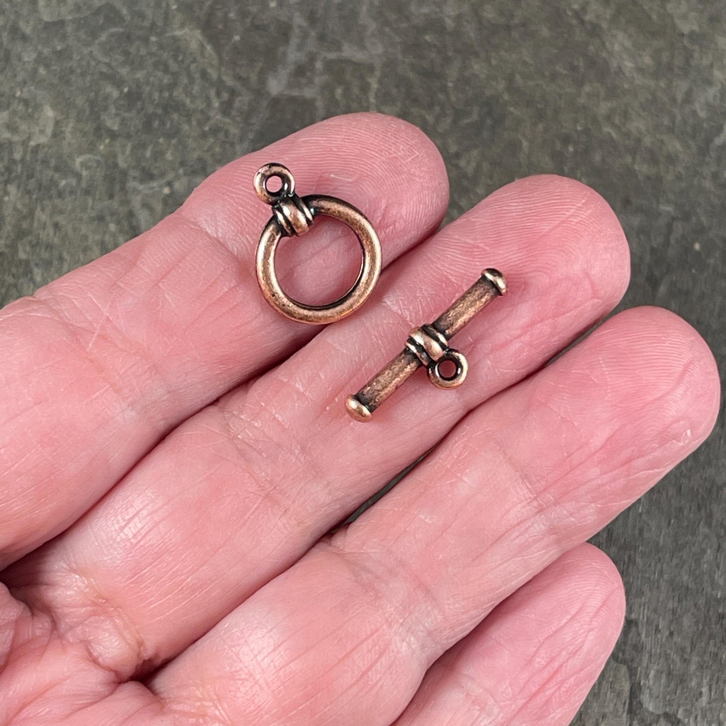NEW TierraCast Antiqued Copper Toggle Clasp, 12mm Simple Bar and Ring Toggle Clasp (PF/934-87) * Qty. 2