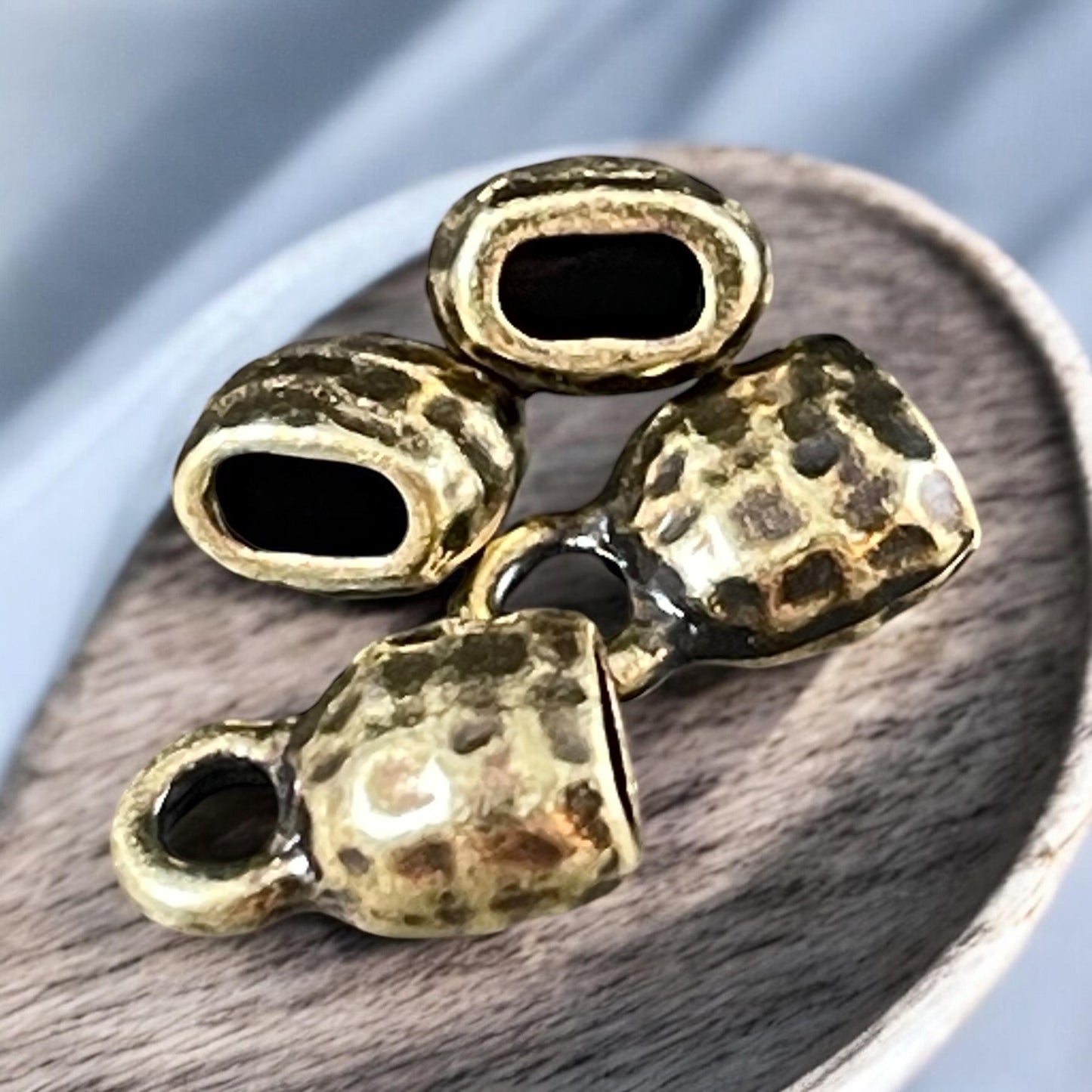 TierraCast Antiqued Brass Crimpable End Caps, Hammered Texture End Caps for Leather Cords (PF/923-57) * BULK Bag - Qty. 20