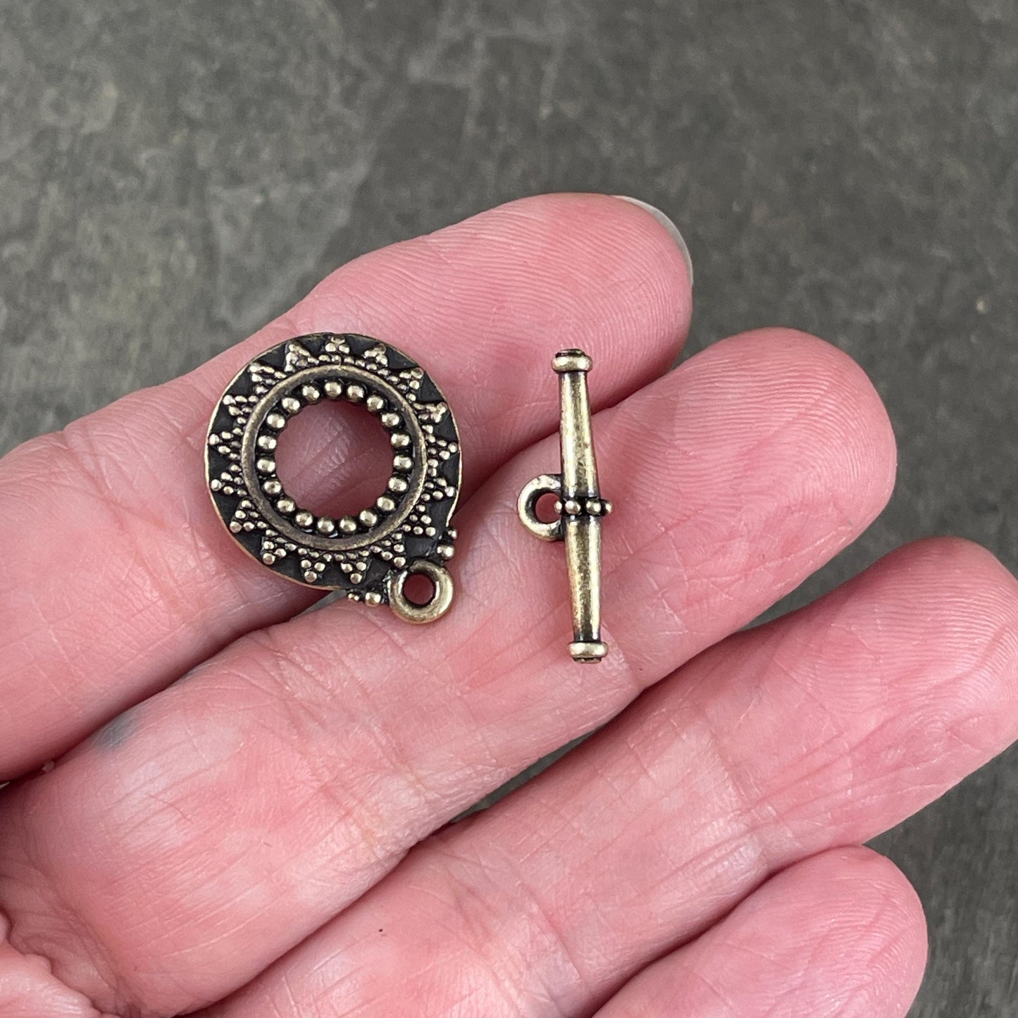 TierraCast Bali Toggle Clasps, Antiqued Brass, Double Sided Toggle Clasp (PF/945-57) * Qty. 2