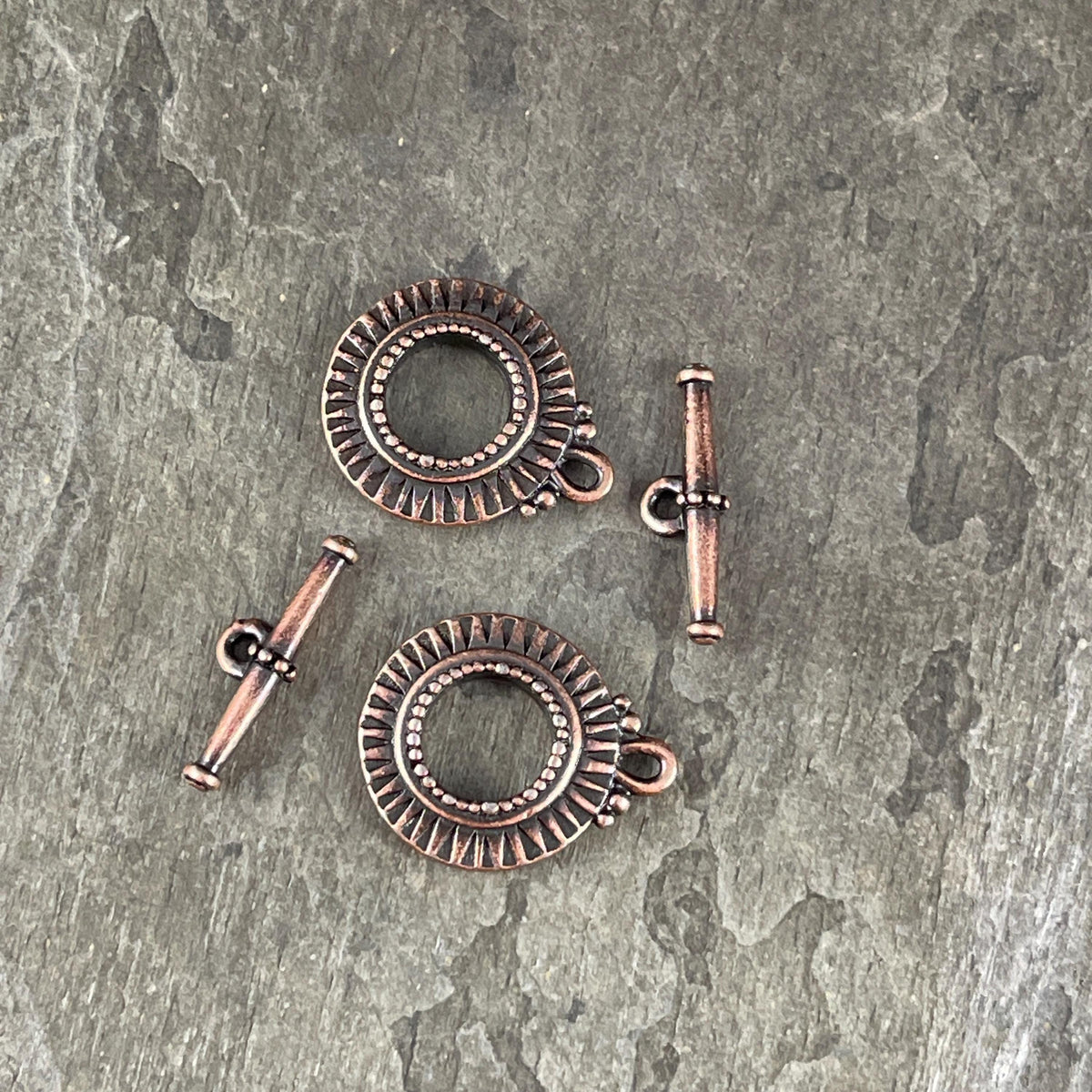 TierraCast Sunburst Toggle Clasp, Antiqued Copper Plated (PF/936-87) * Qty. 2