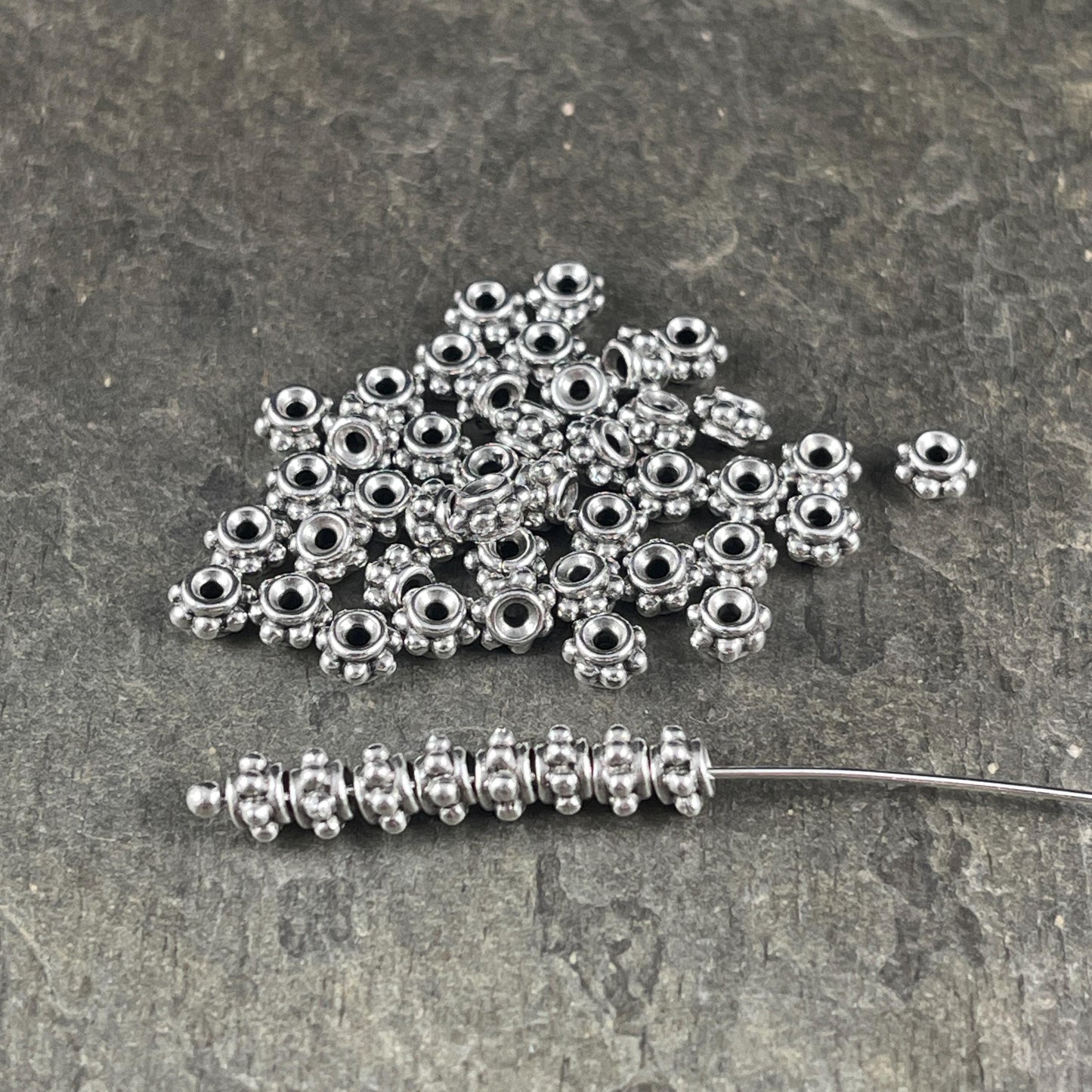 TierraCast Beaded 5mm Spacer, Decorative Antiqued Silver Rondelle (PF/782-77) * Qty. 20
