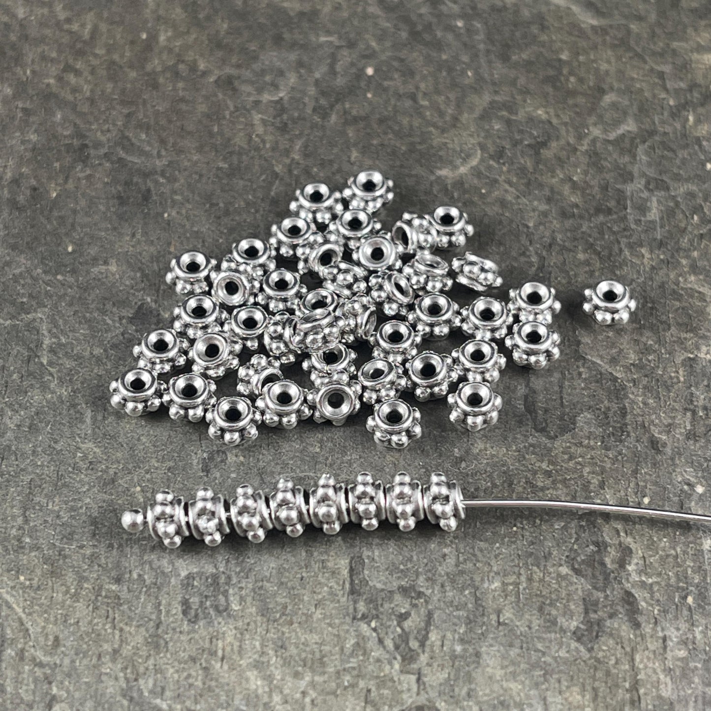 TierraCast Beaded 5mm Spacer, Decorative Antiqued Silver Rondelle (PF/782-77) * Qty. 20