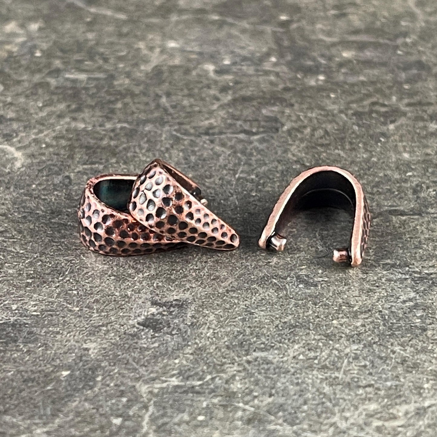 TierraCast Antiqued Copper 11mm Hammered Pinch Bail (PF/875-87) * Qty. 4