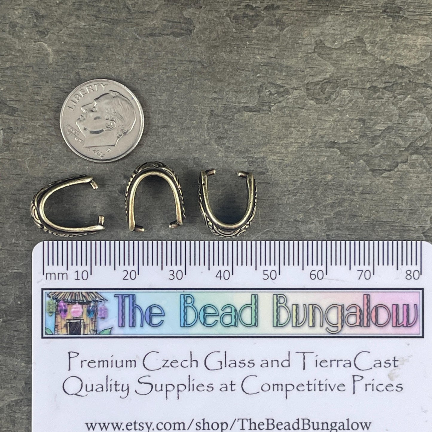 TierraCast Spiral Pinch Bail, 12x14mm Antiqued Brass Bail (PF/878-57) * Qty. 2