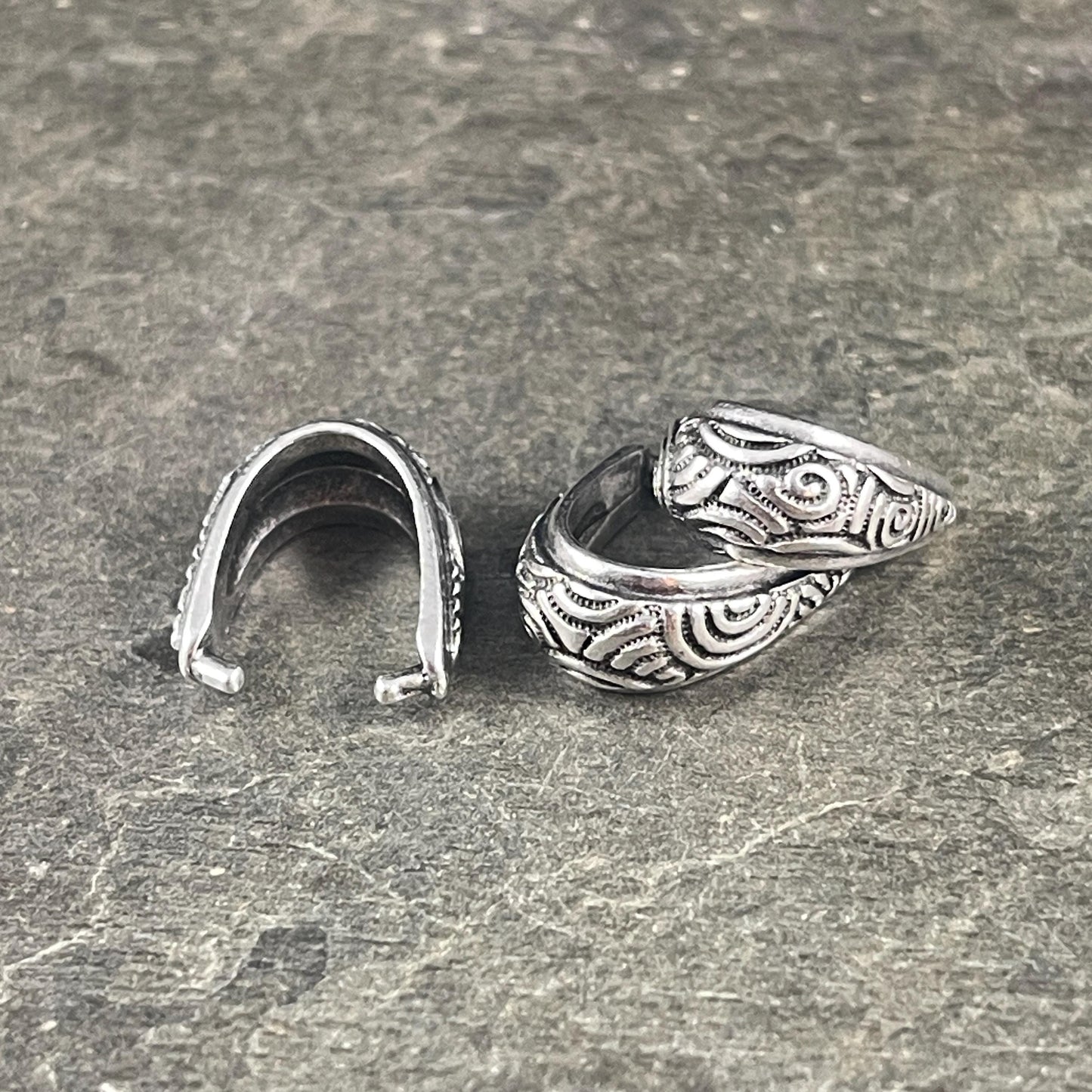 TierraCast 14mm Spiral Pinch Bail, Antiqued Silver Plated (PF/878-77) * Qty. 2