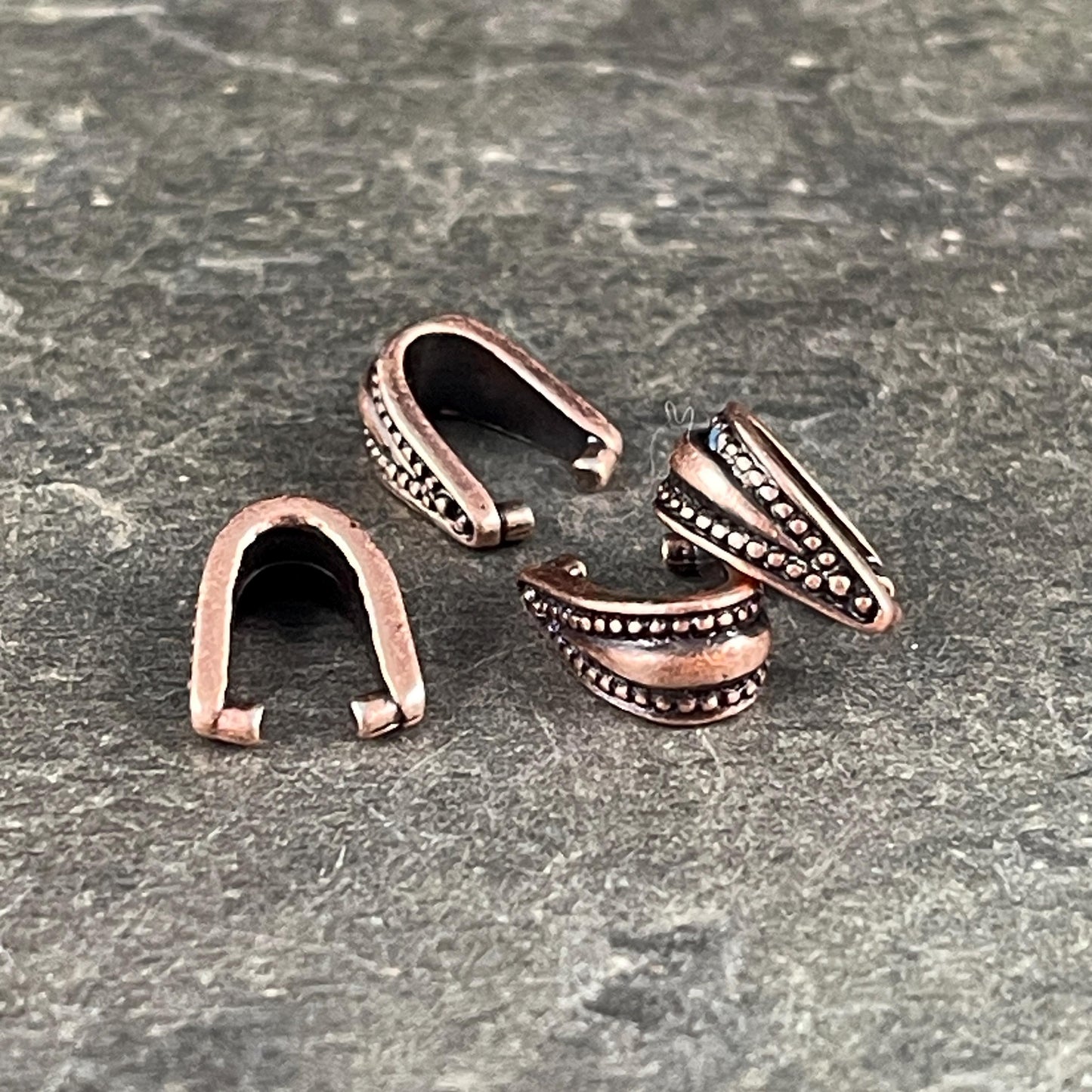 TierraCast 10mm Royal Pink Bail, Antiqued Copper Plated (PF/874-87) * Qty. 4