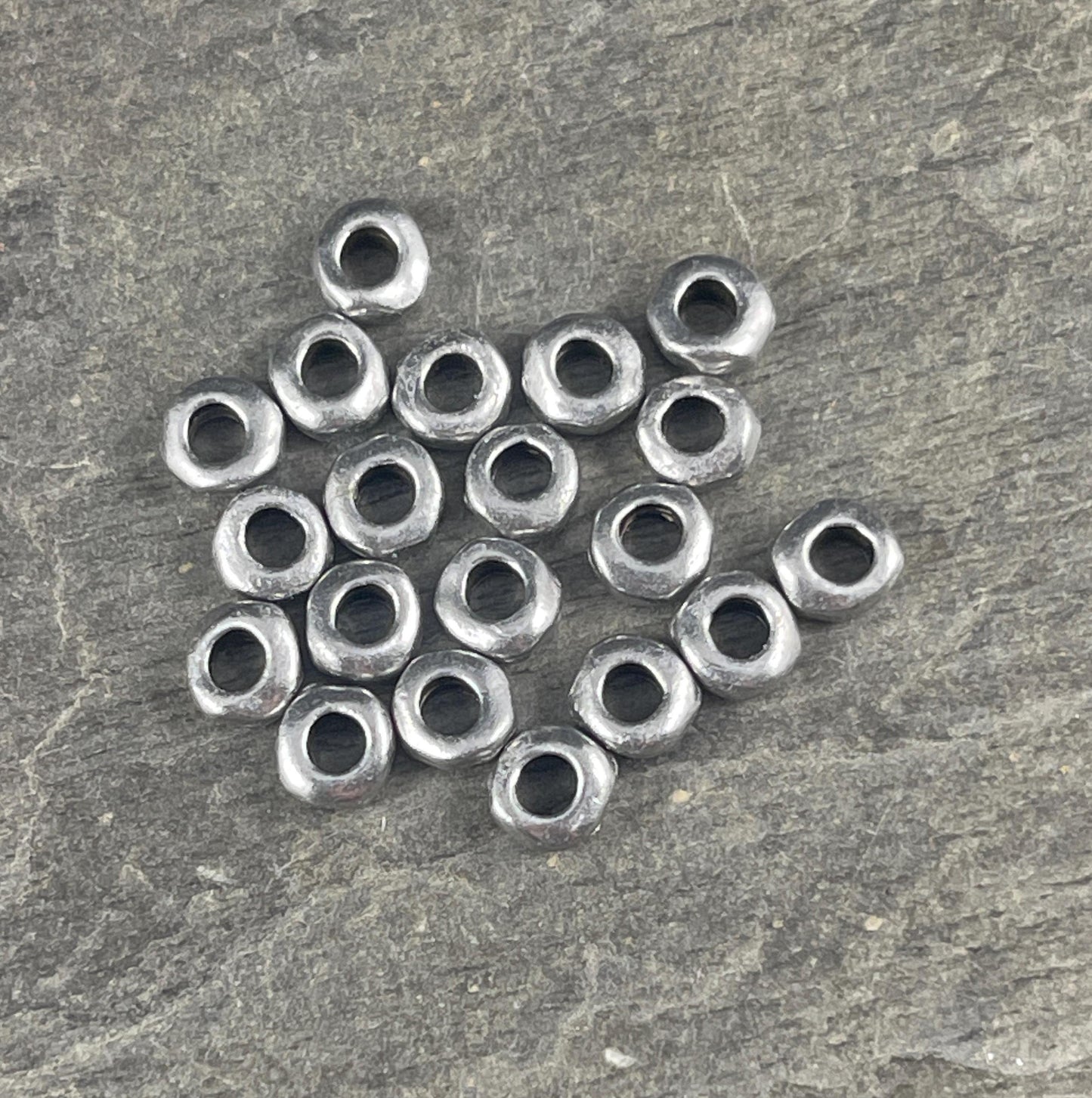 TierraCast Large Hole Heishi Nugget, 4.5mm Nugget Rondelle, Antiqued Pewter Nugget Spacer, Organic Spacer Bead (PF/408-04) * Qty. 30