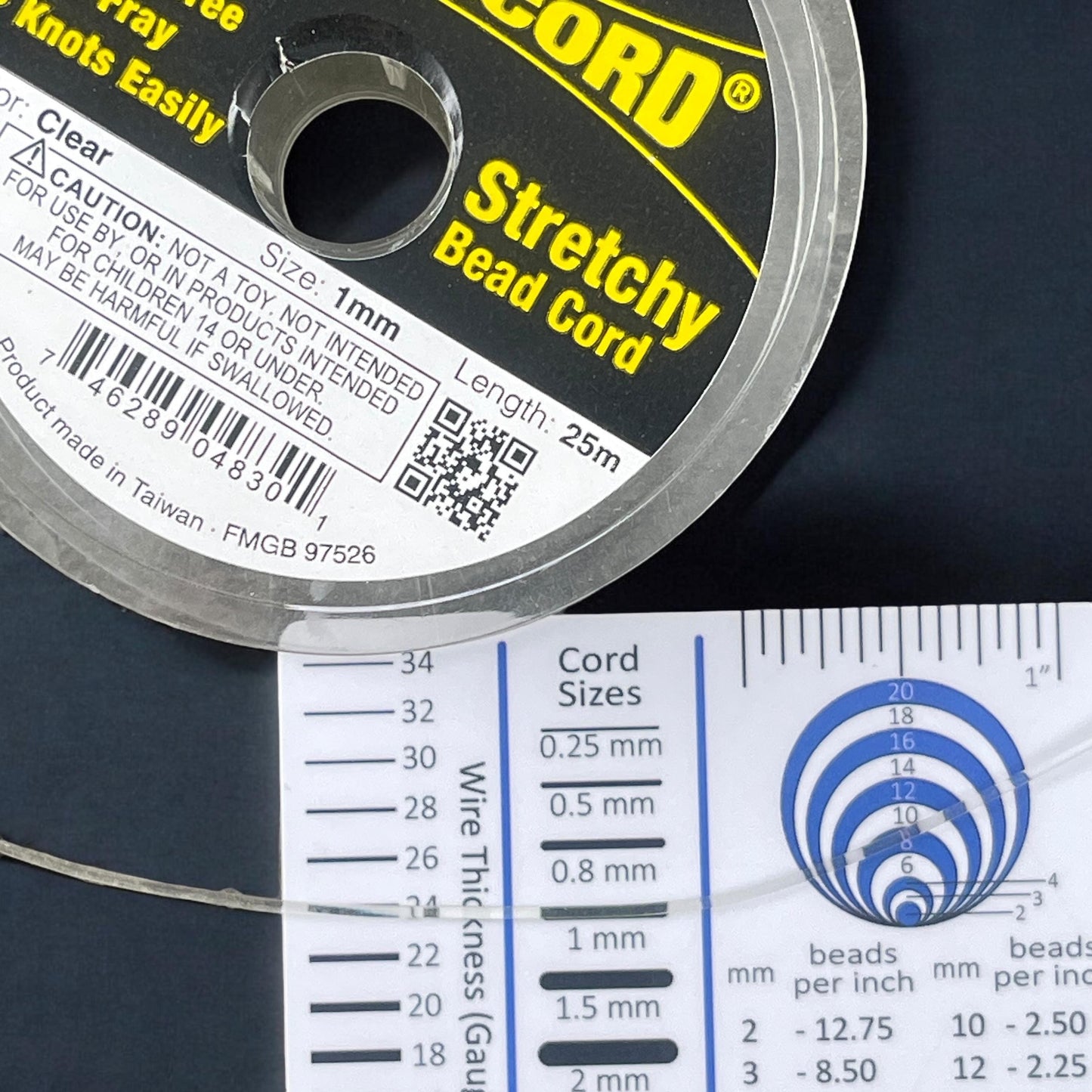 Clear Stretchy Cord, Clear Elastic 1mm Elastic Cord - PowerCord Beading Elastic - 1mm thickness - 25 meters/roll * Qty. 1