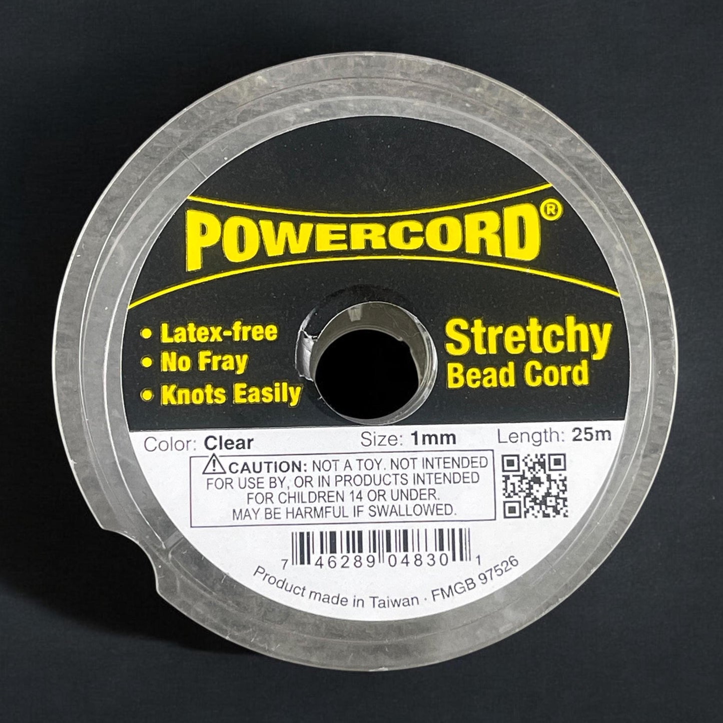 PowerCord Beading Elastic - 1mm thickness, Clear (1708) - 25 meters/roll * Qty. 1
