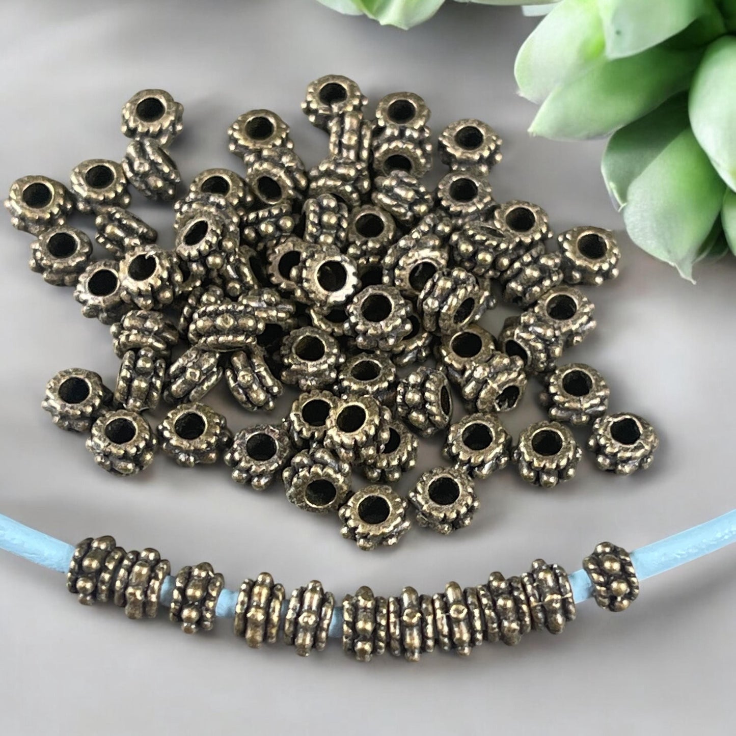 Antiqued Bronze Spacer Beads, 5x3mm with 2mm Hole - Nickel Free Bronze Rondelle Spacer (Q063-27AB) * Qty. 250