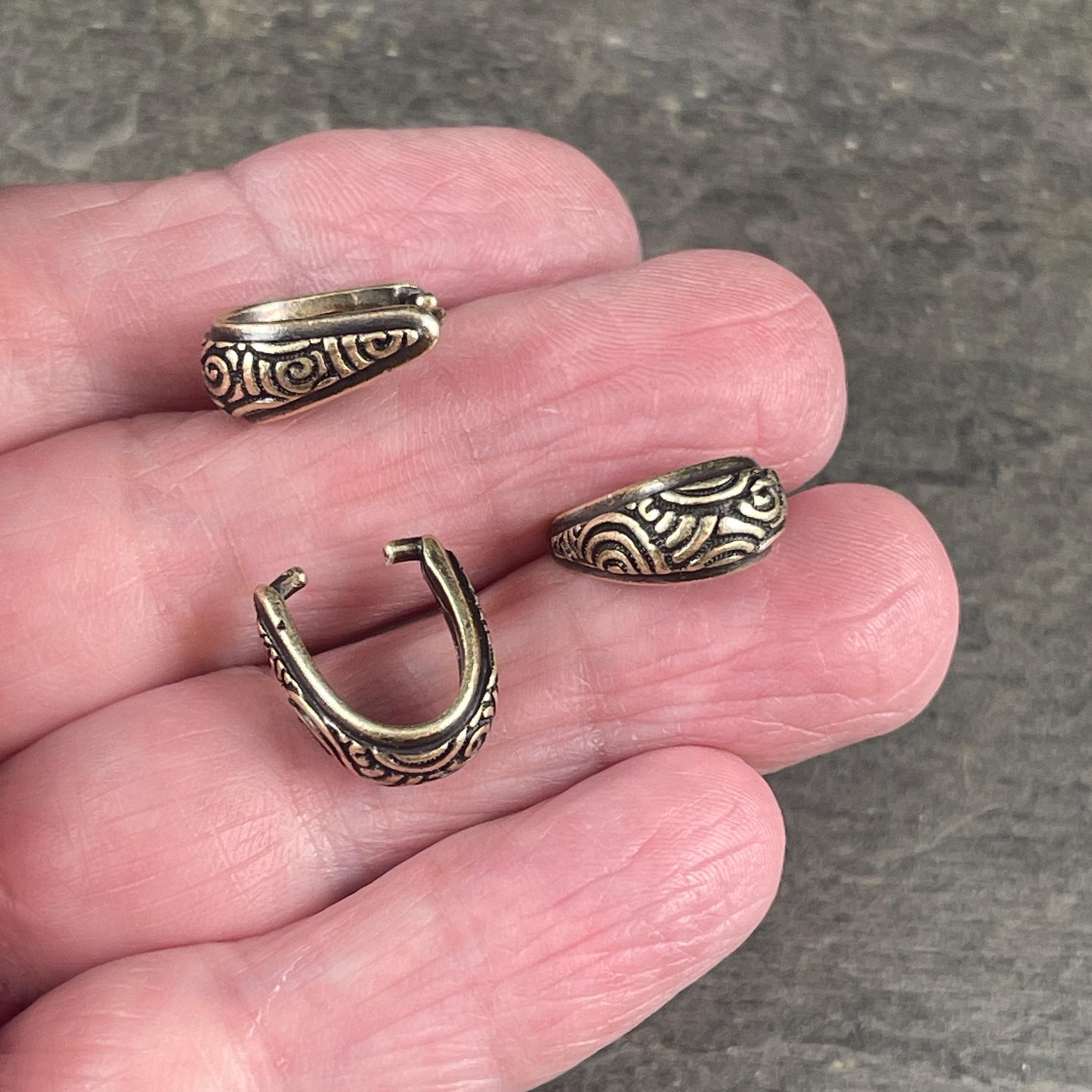 TierraCast Spiral Pinch Bail, 12x14mm Antiqued Brass Bail (PF/878-57) * Qty. 2