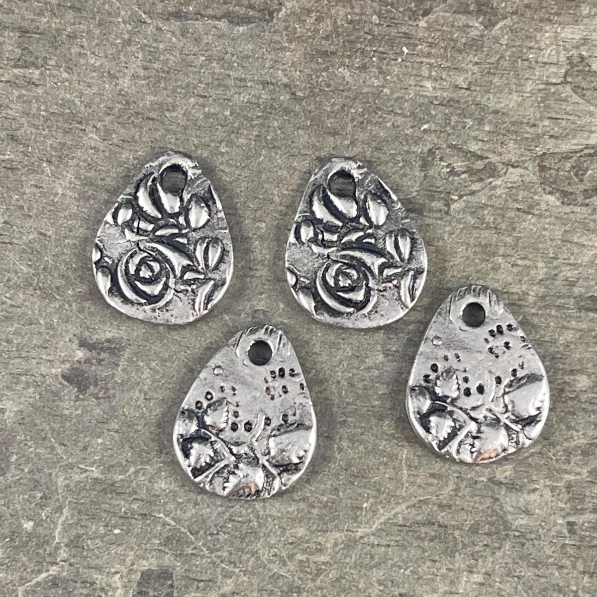 TierraCast Dulce Vida Teardrop Charms, Antiqued Pewter (PF/581-04) * Qty. 4