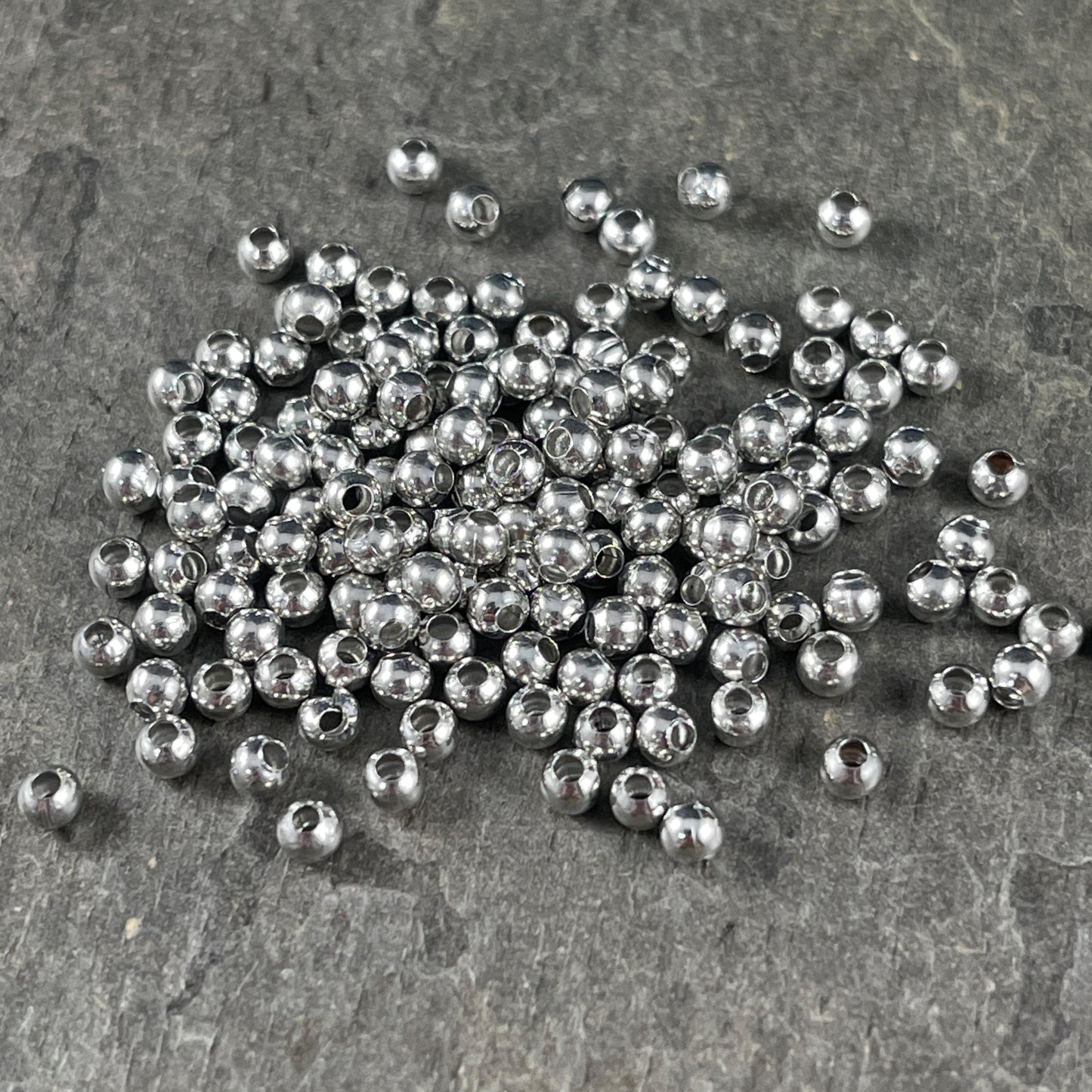 3mm Platinum Silver Spacer Beads, Nickel Free, Tiny Spacers (E006) * Qty. 500