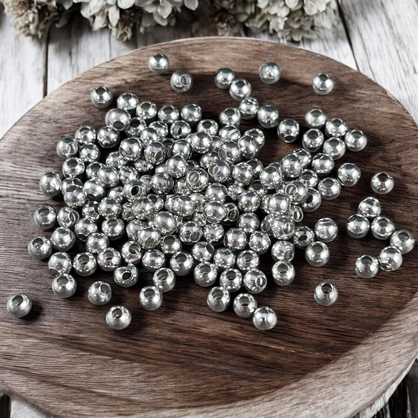3mm Platinum Silver Spacer Beads, Nickel Free, Tiny Spacers (E006) * Qty. 500